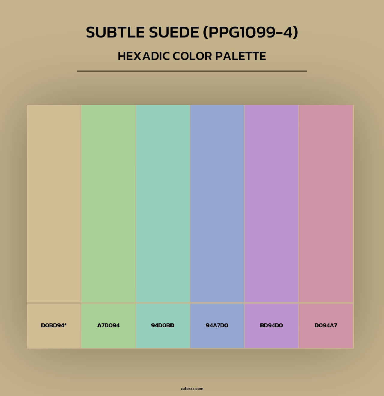 Subtle Suede (PPG1099-4) - Hexadic Color Palette