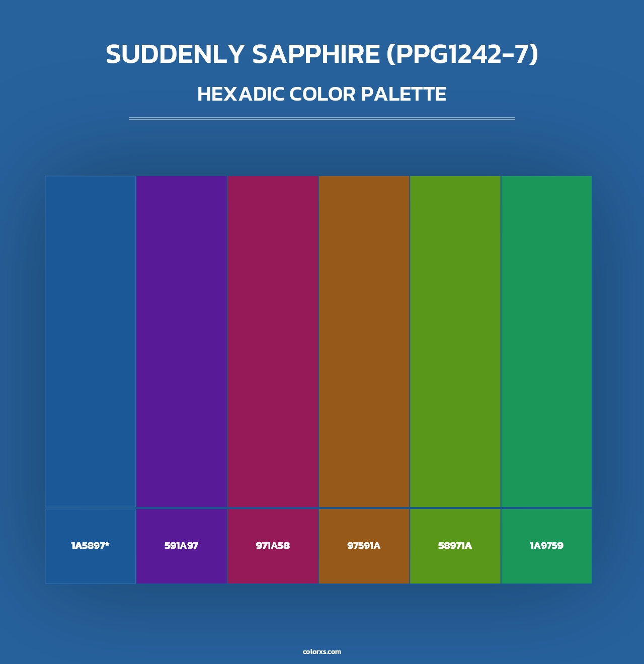Suddenly Sapphire (PPG1242-7) - Hexadic Color Palette