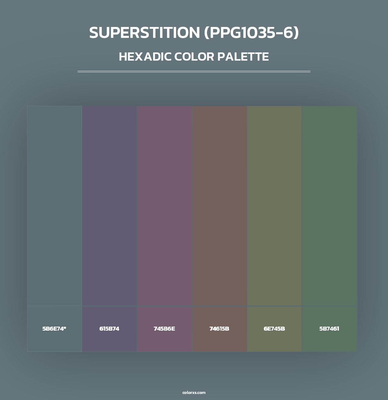Superstition (PPG1035-6) - Hexadic Color Palette