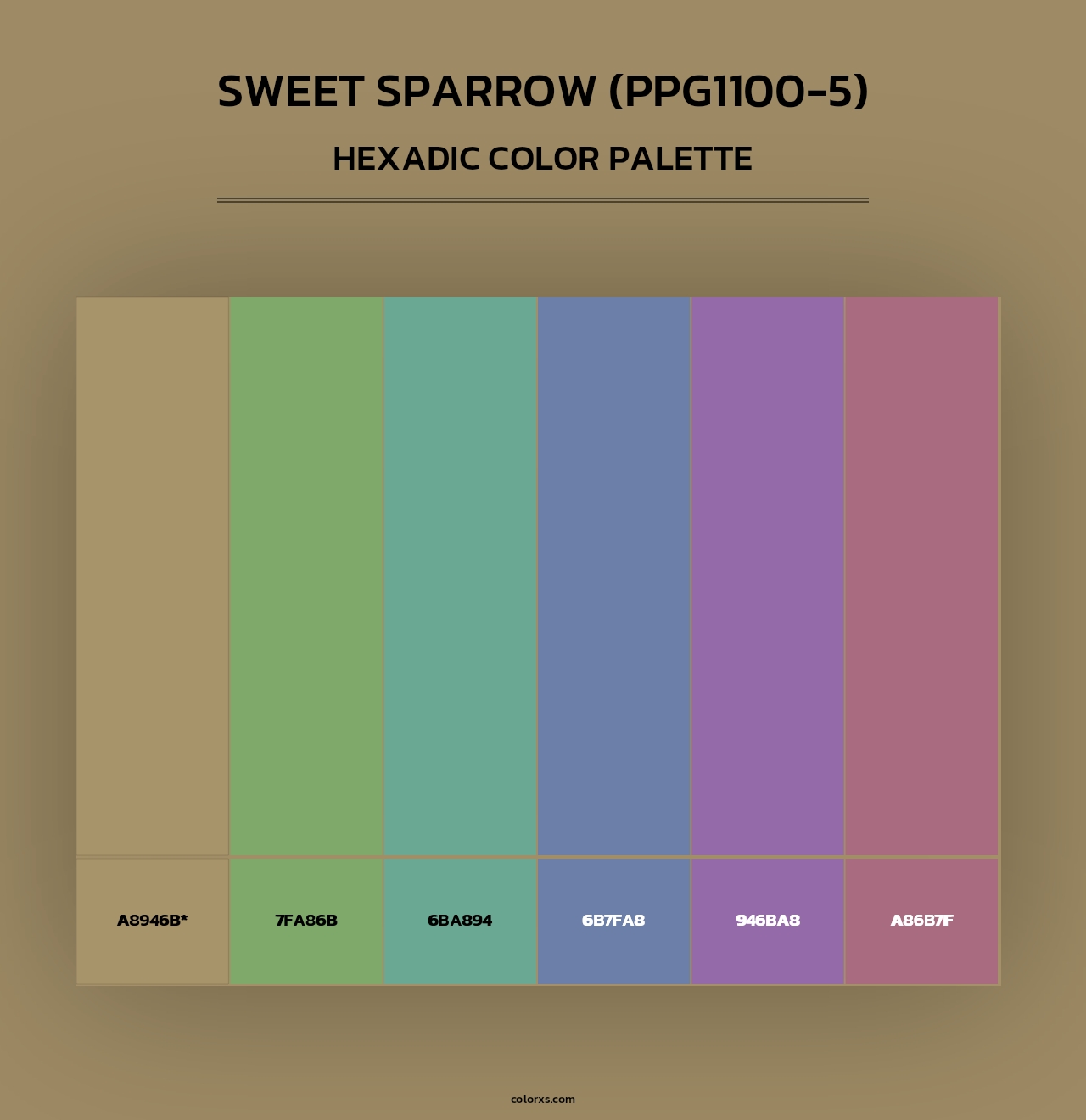 Sweet Sparrow (PPG1100-5) - Hexadic Color Palette