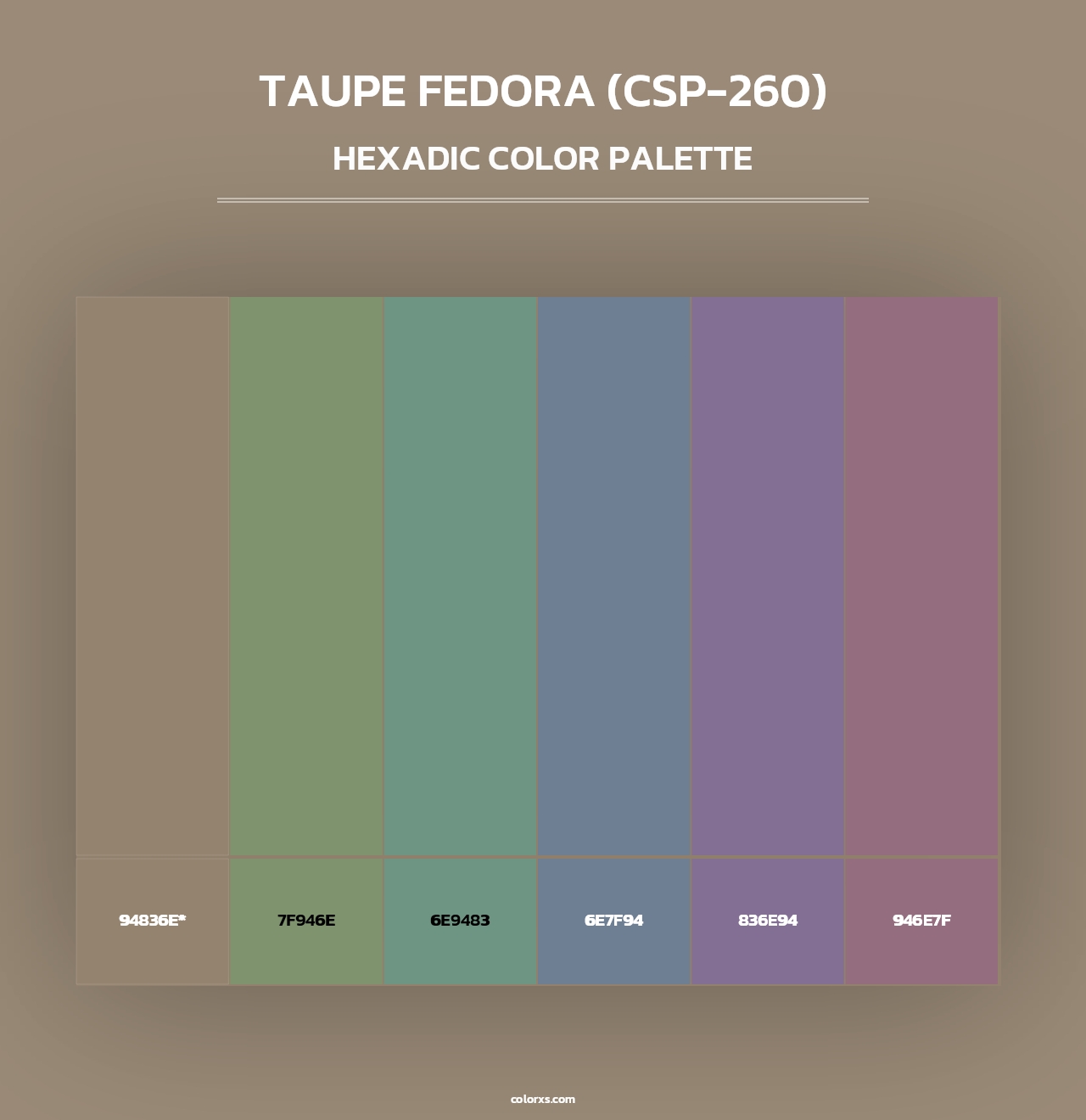 Taupe Fedora (CSP-260) - Hexadic Color Palette