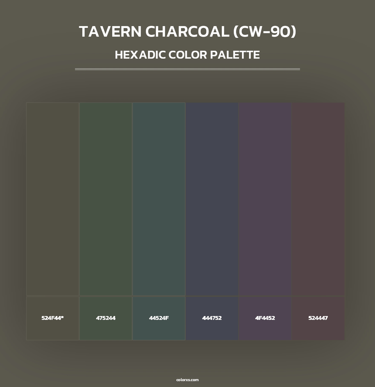 Tavern Charcoal (CW-90) - Hexadic Color Palette