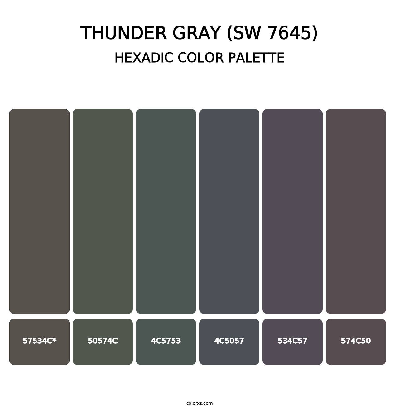 Thunder Gray (SW 7645) - Hexadic Color Palette
