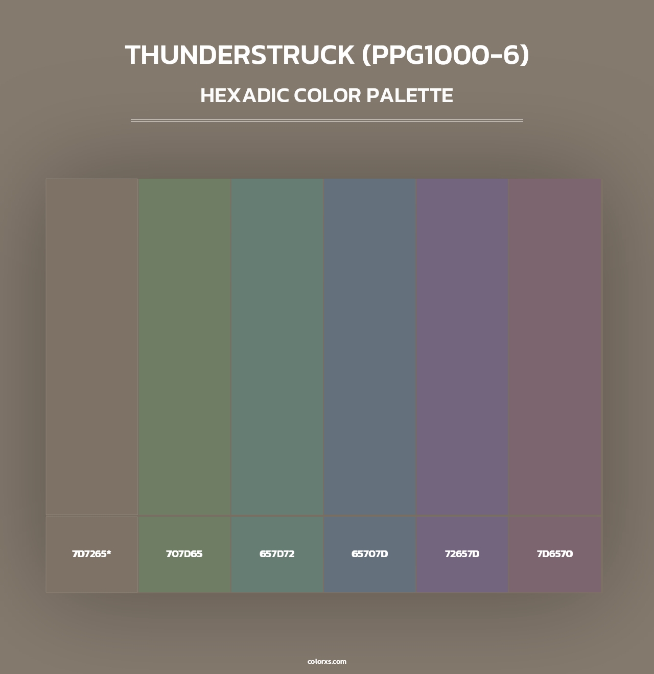 Thunderstruck (PPG1000-6) - Hexadic Color Palette