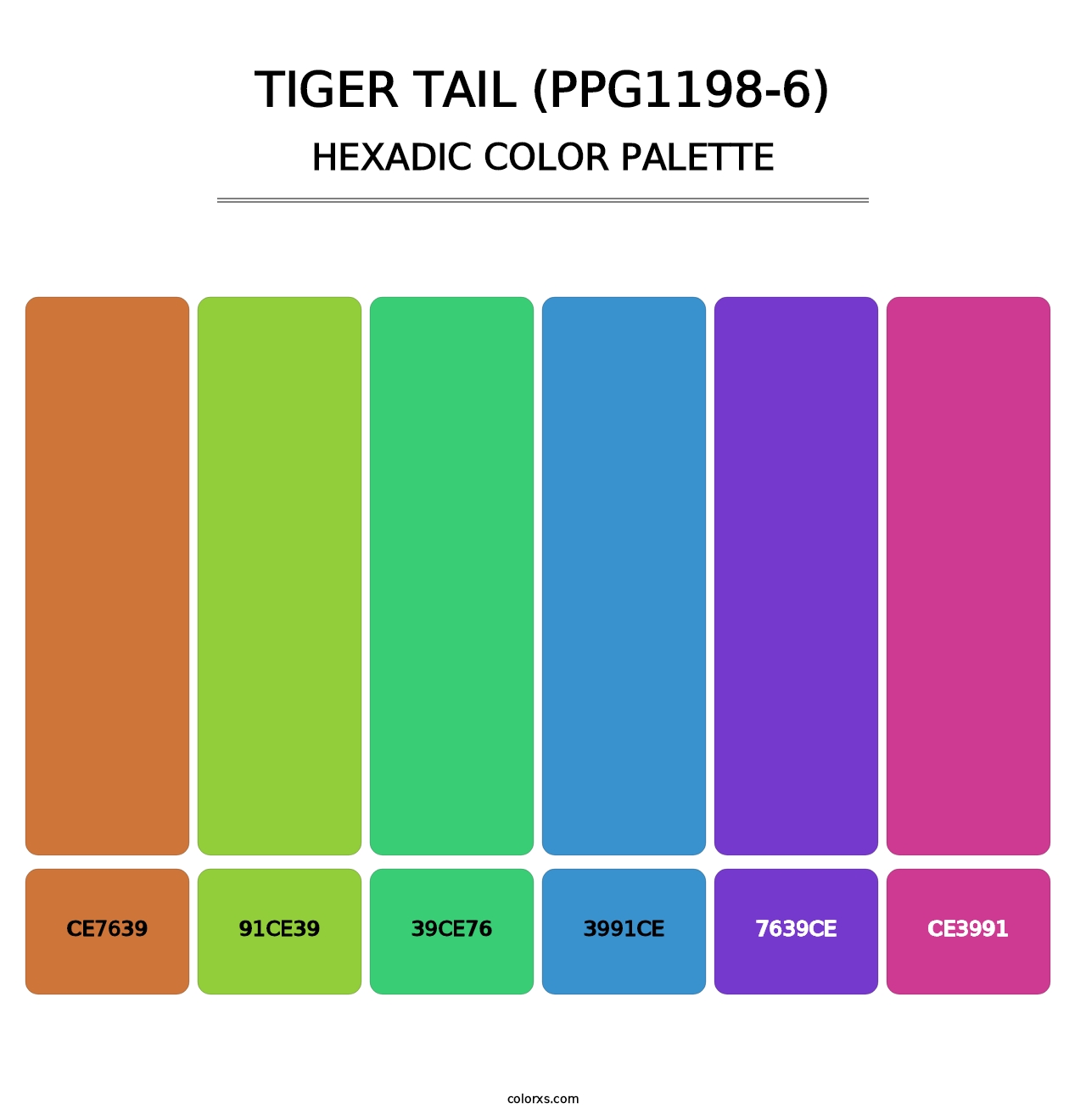 Tiger Tail (PPG1198-6) - Hexadic Color Palette