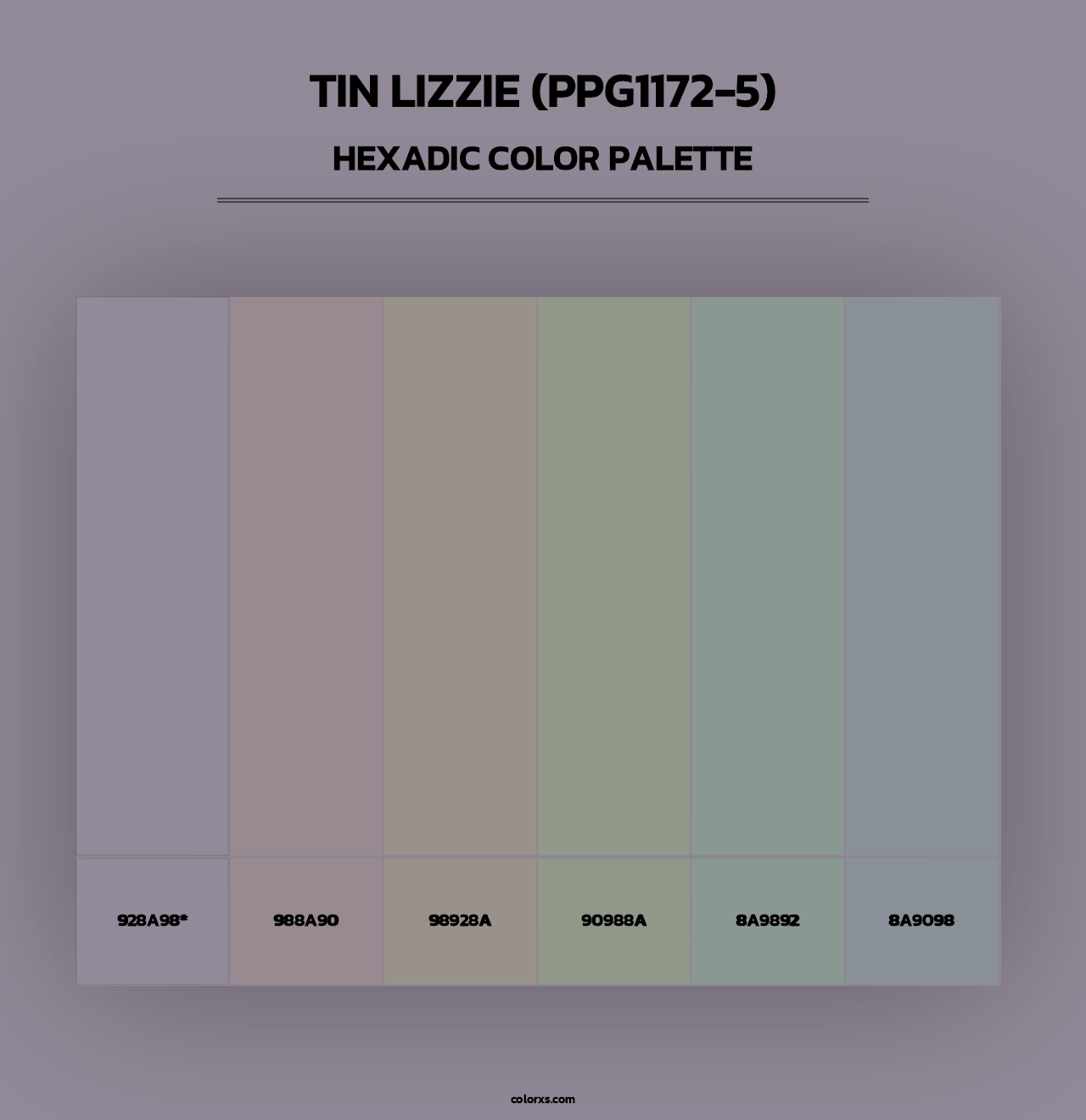 Tin Lizzie (PPG1172-5) - Hexadic Color Palette