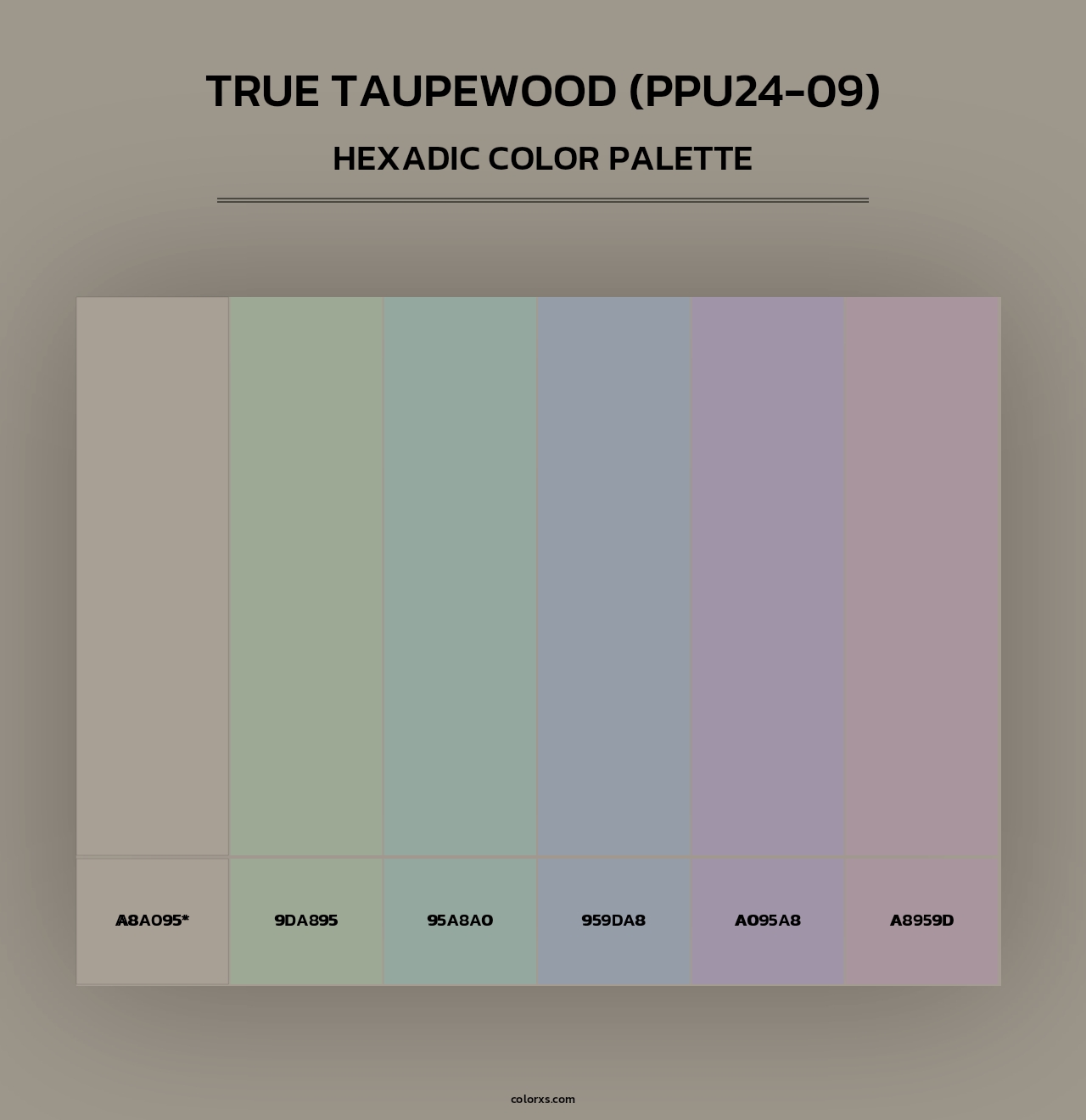 True Taupewood (PPU24-09) - Hexadic Color Palette