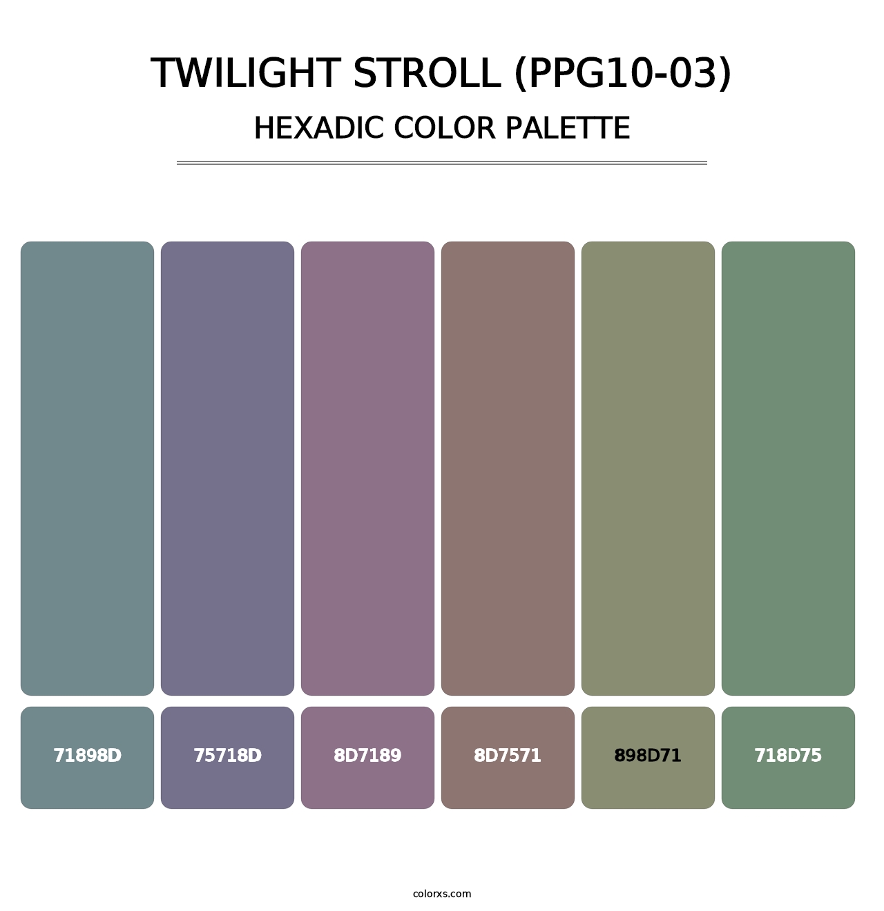 Twilight Stroll (PPG10-03) - Hexadic Color Palette