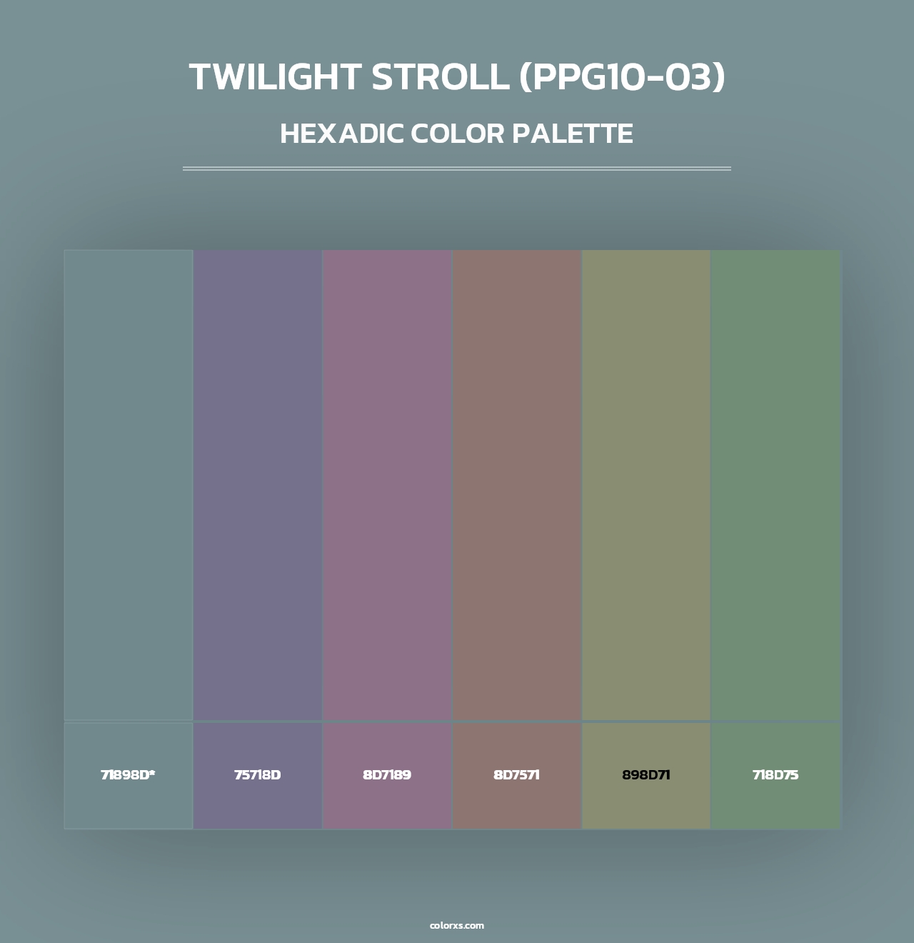 Twilight Stroll (PPG10-03) - Hexadic Color Palette