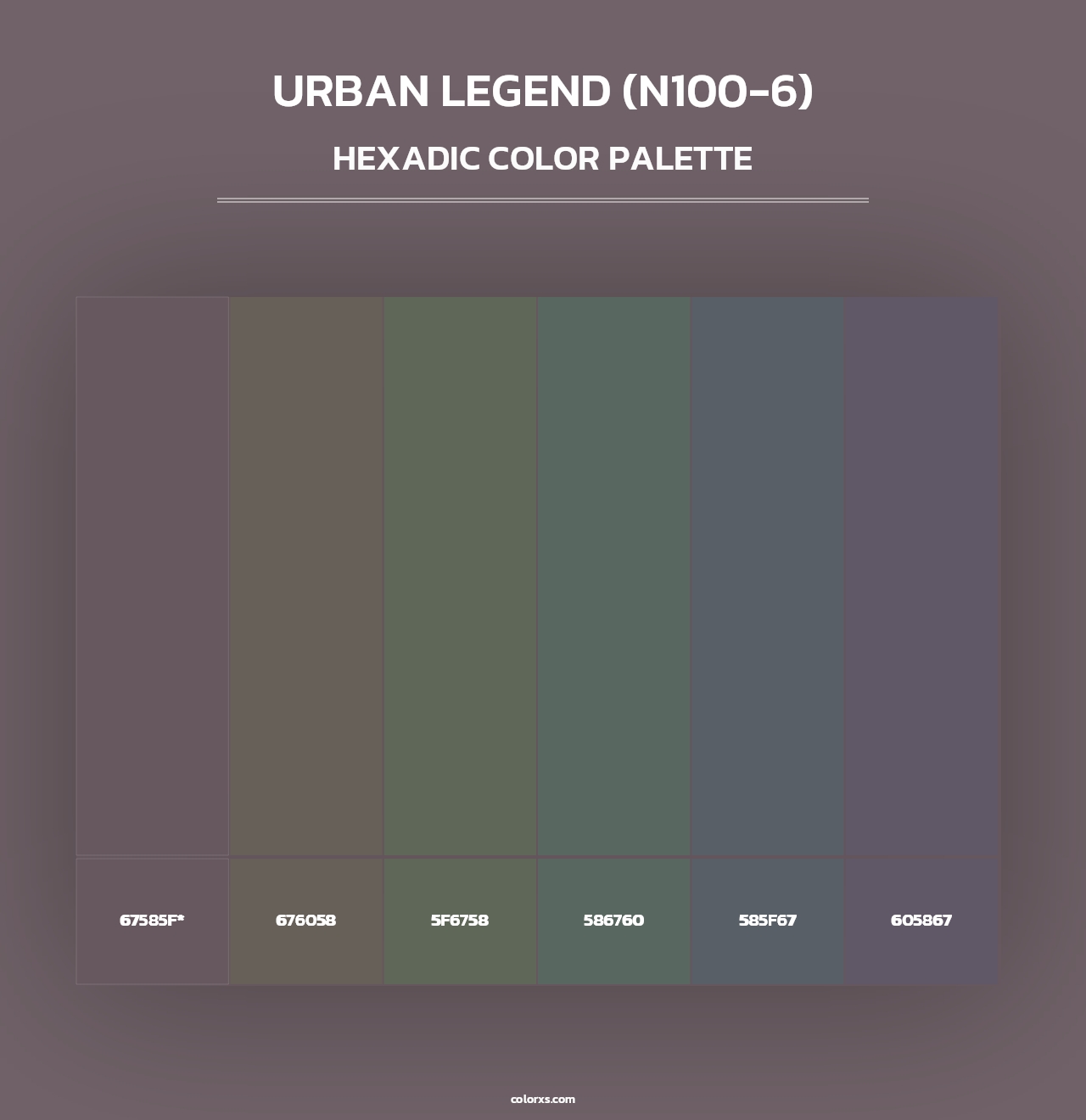 Urban Legend (N100-6) - Hexadic Color Palette