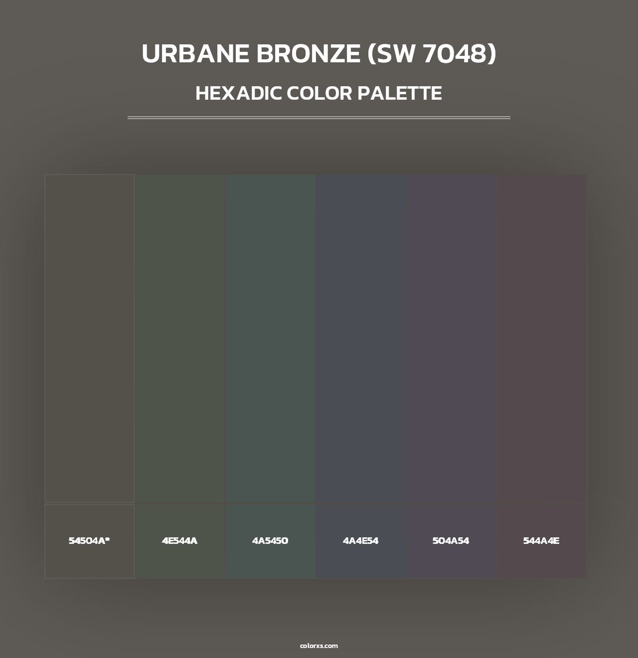Urbane Bronze (SW 7048) - Hexadic Color Palette