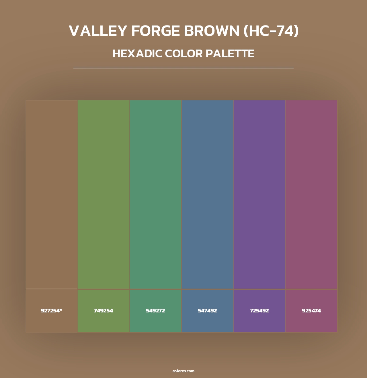 Valley Forge Brown (HC-74) - Hexadic Color Palette