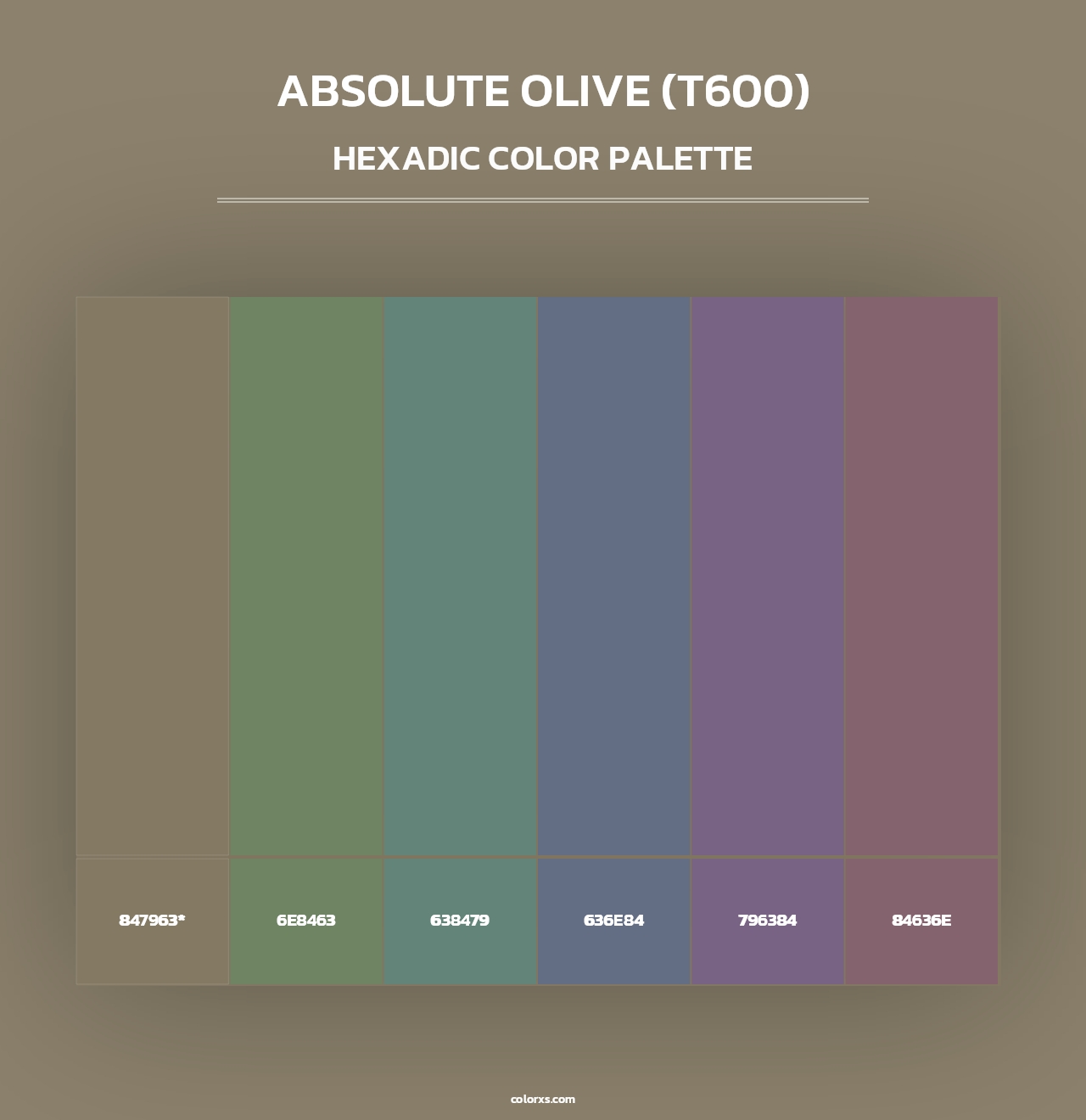 Absolute Olive (T600) - Hexadic Color Palette