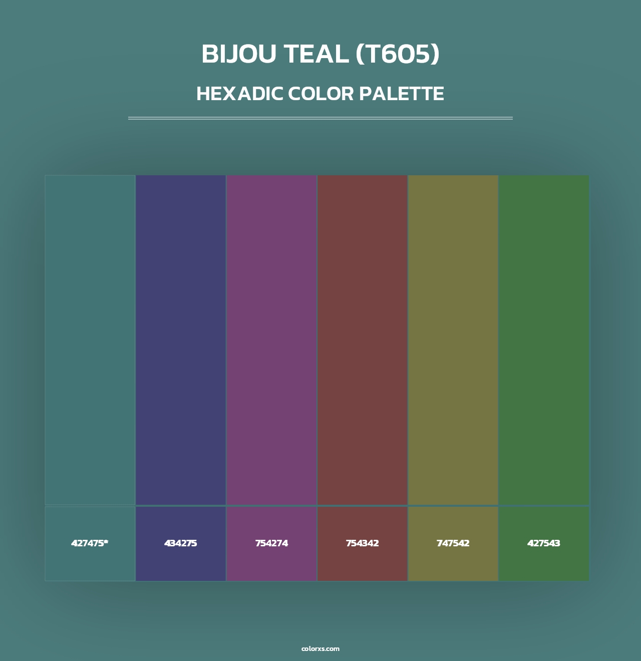Bijou Teal (T605) - Hexadic Color Palette