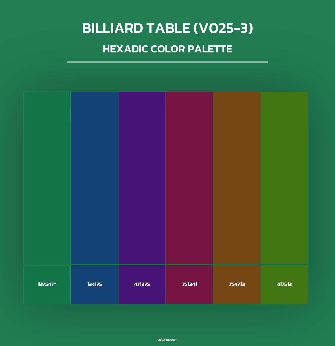 Billiard Table (V025-3) - Hexadic Color Palette