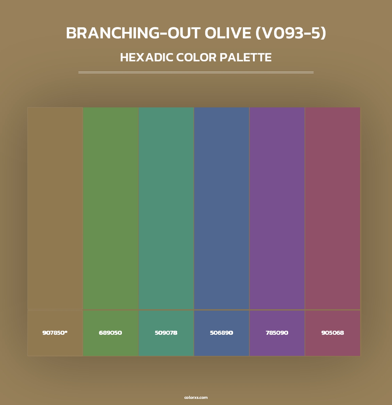 Branching-Out Olive (V093-5) - Hexadic Color Palette