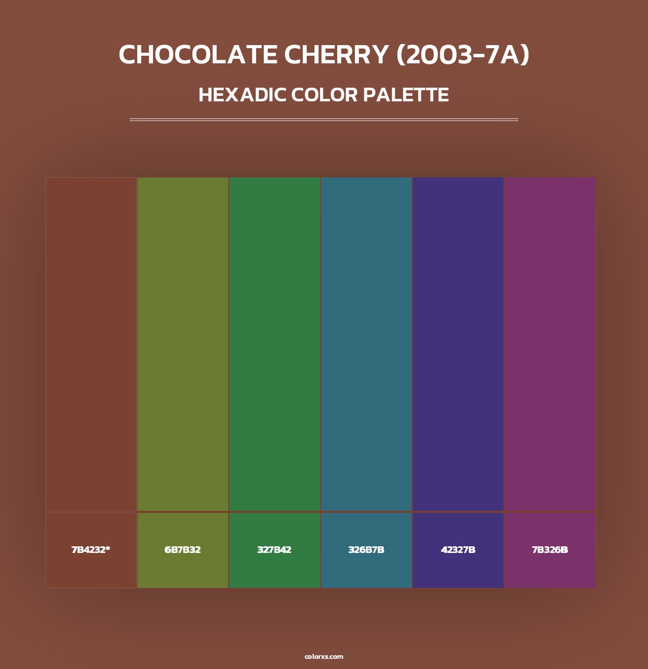 Chocolate Cherry (2003-7A) - Hexadic Color Palette