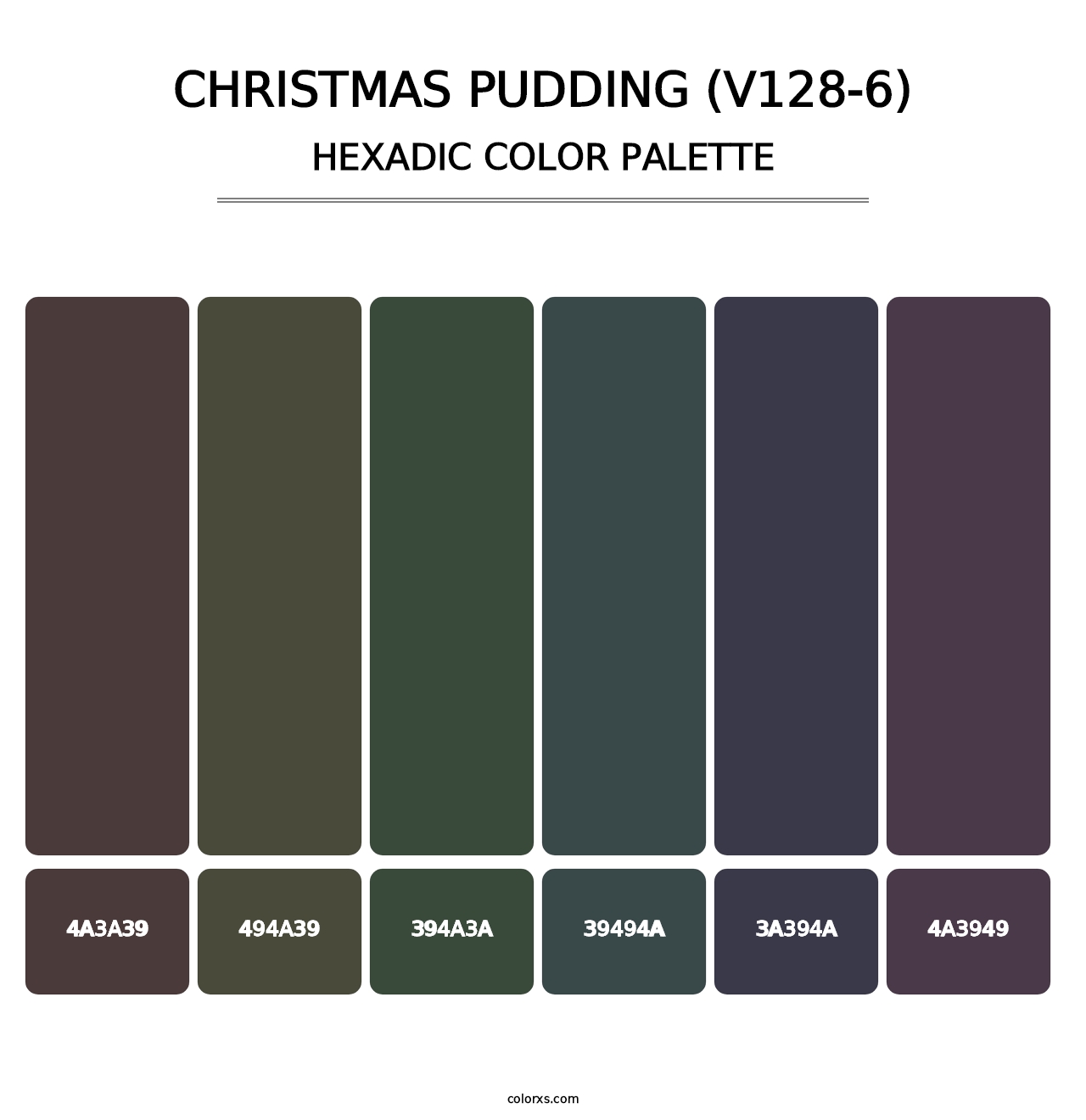 Christmas Pudding (V128-6) - Hexadic Color Palette