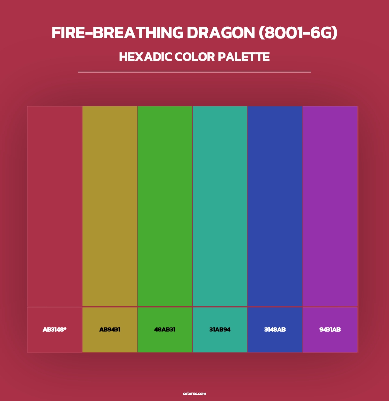 Fire-Breathing Dragon (8001-6G) - Hexadic Color Palette