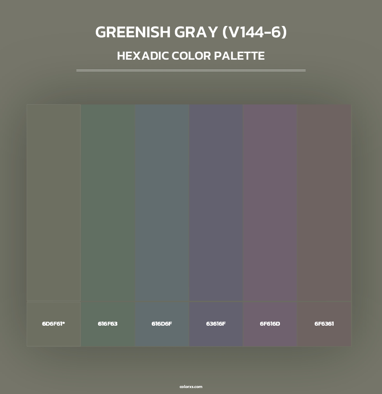 Greenish Gray (V144-6) - Hexadic Color Palette