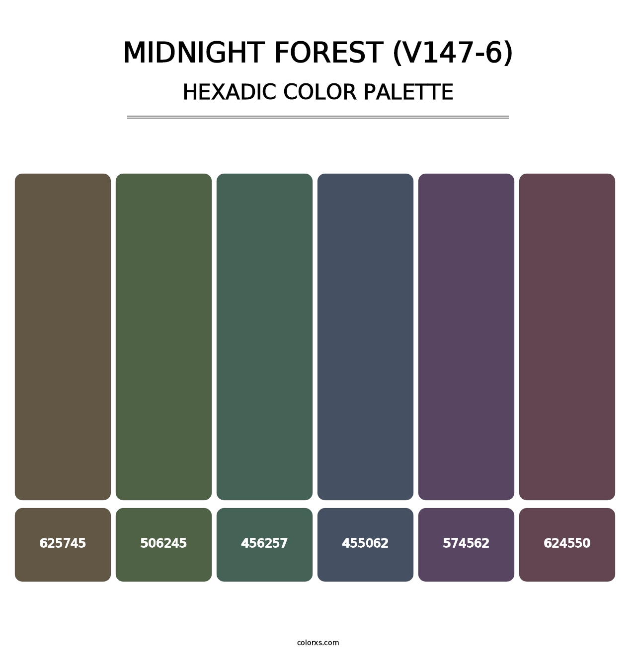 Midnight Forest (V147-6) - Hexadic Color Palette