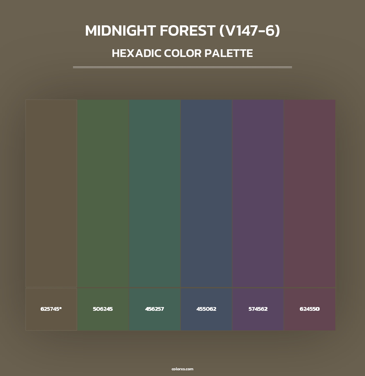 Midnight Forest (V147-6) - Hexadic Color Palette