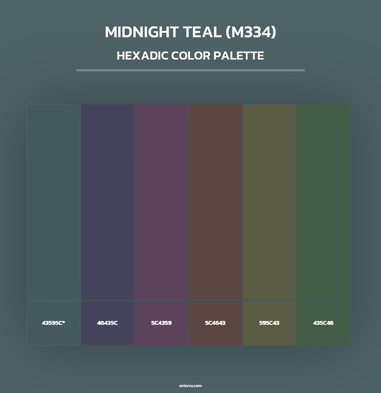 Midnight Teal (M334) - Hexadic Color Palette