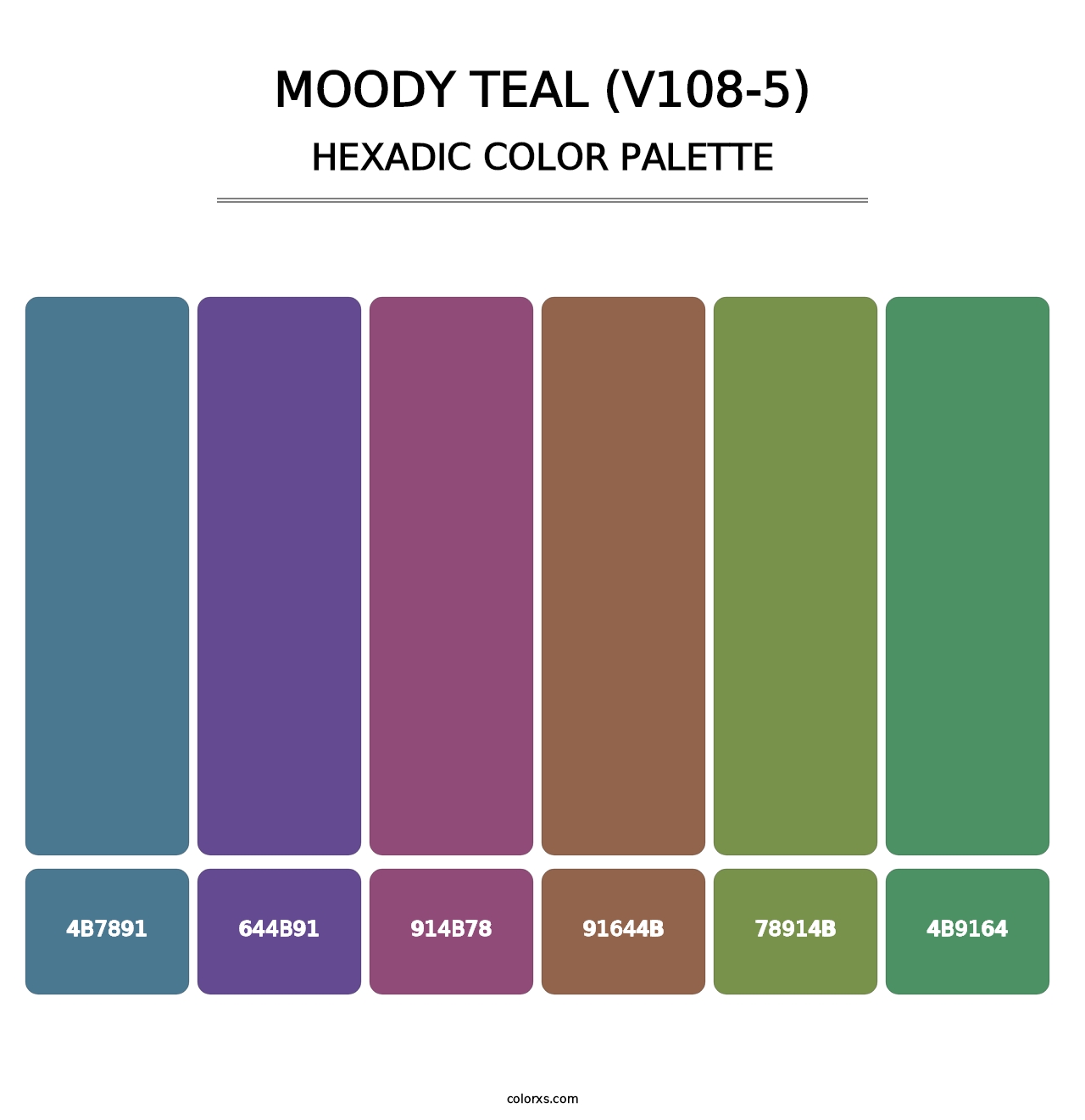 Moody Teal (V108-5) - Hexadic Color Palette