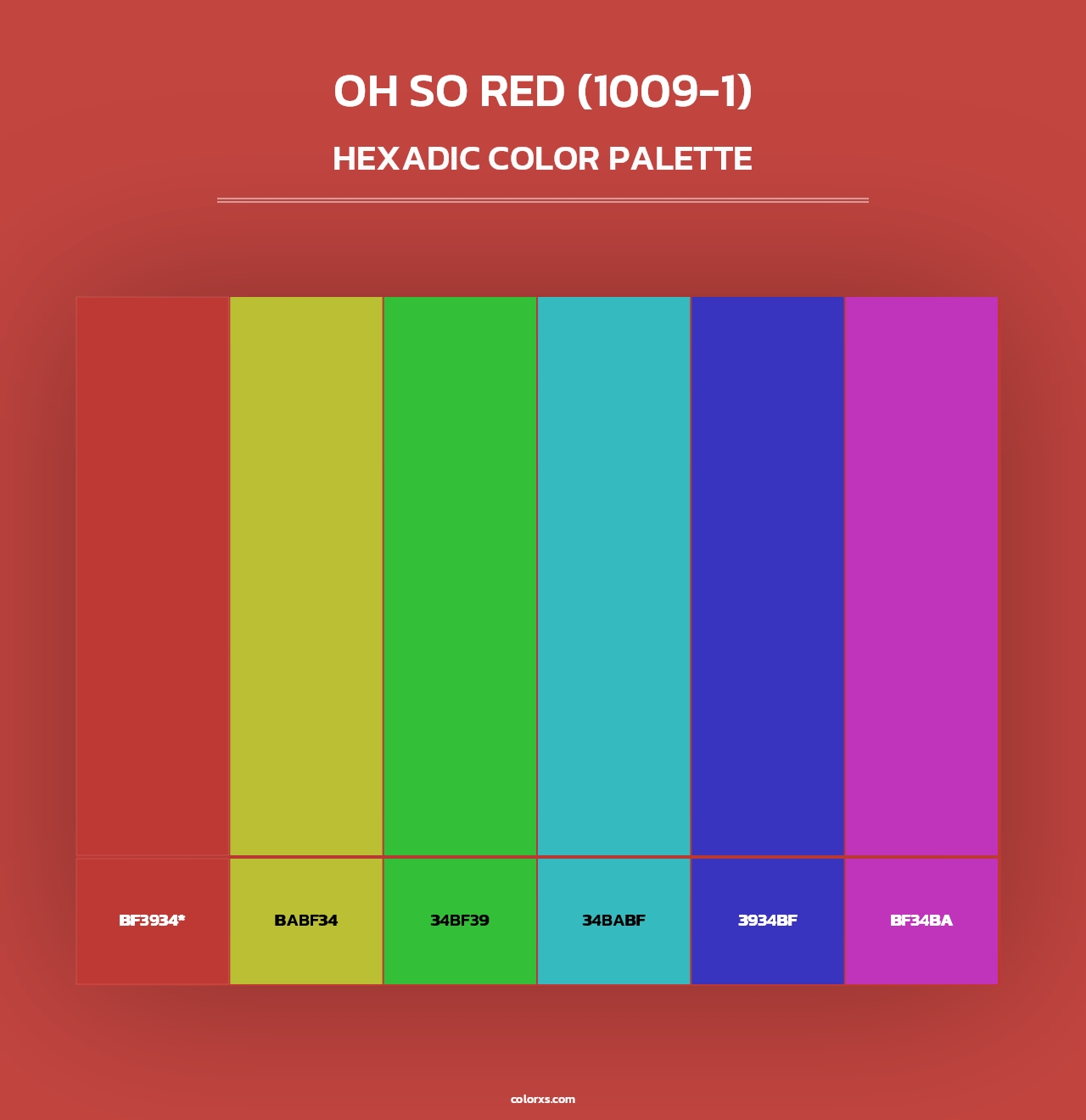 Oh So Red (1009-1) - Hexadic Color Palette