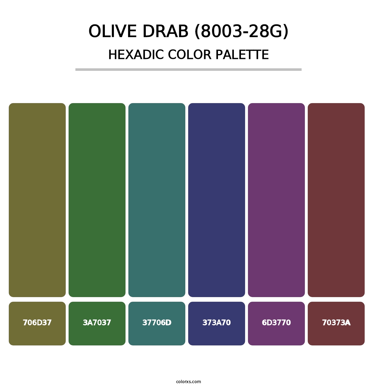 Olive Drab (8003-28G) - Hexadic Color Palette