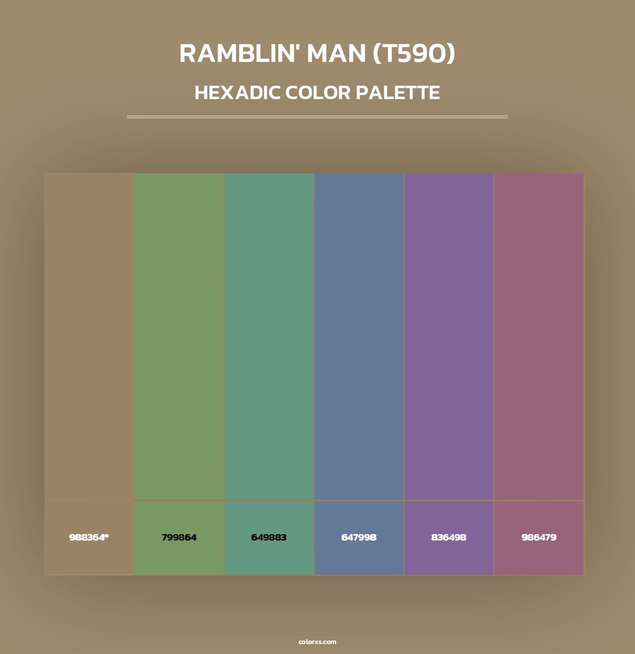 Ramblin' Man (T590) - Hexadic Color Palette