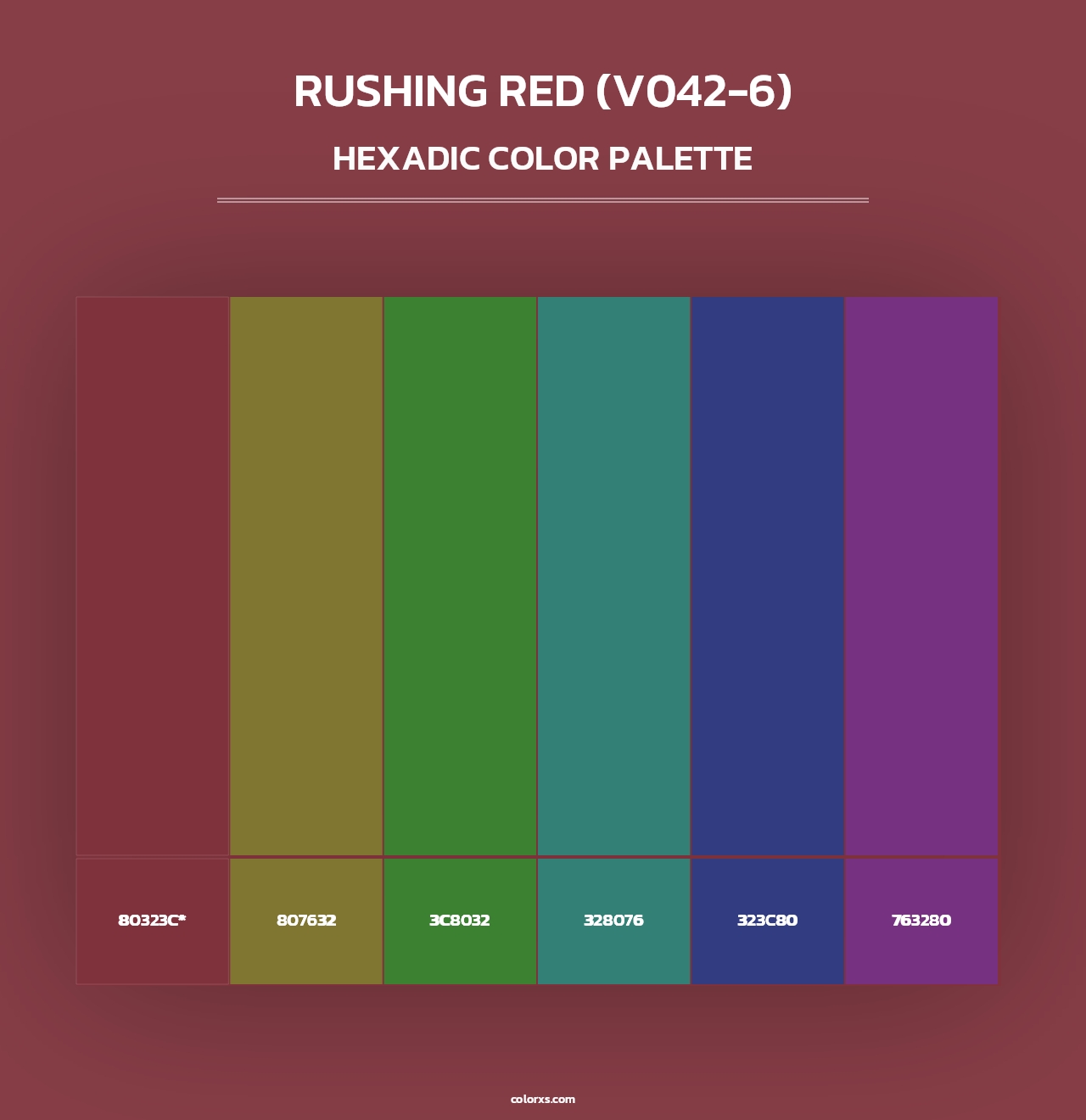 Rushing Red (V042-6) - Hexadic Color Palette