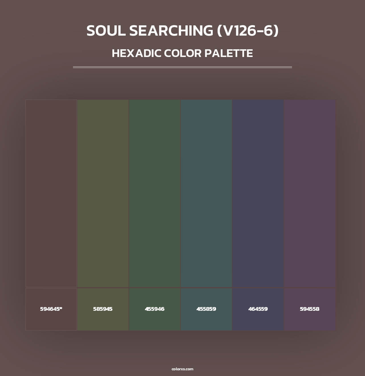 Soul Searching (V126-6) - Hexadic Color Palette