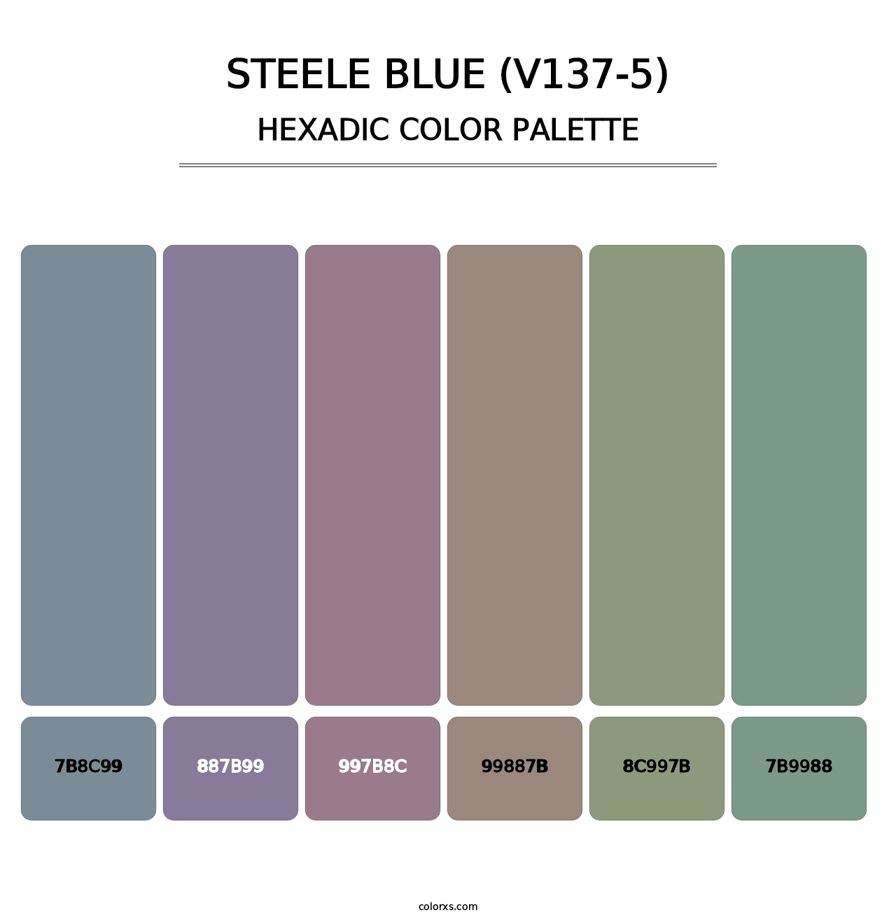 Steele Blue (V137-5) - Hexadic Color Palette