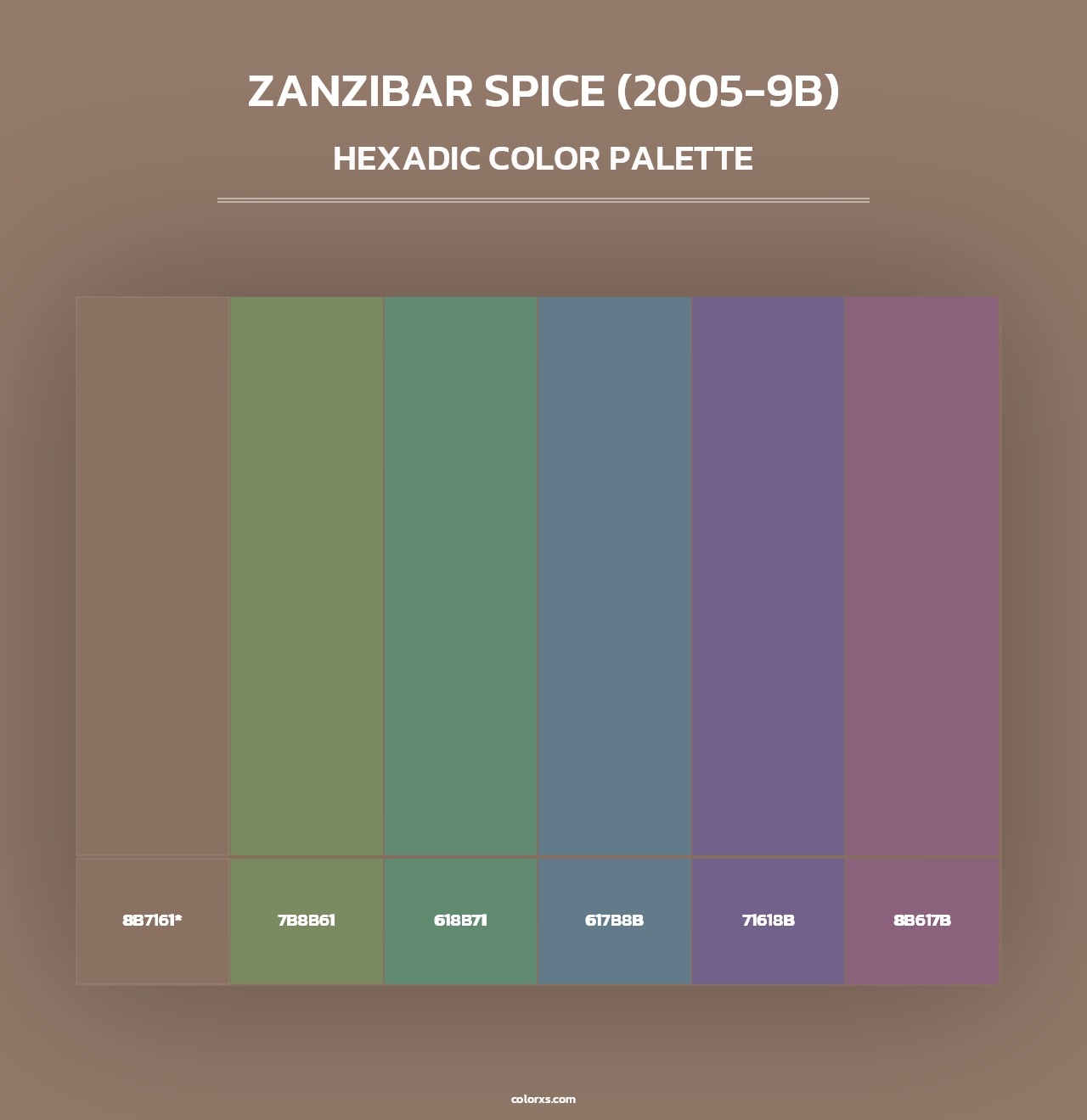 Zanzibar Spice (2005-9B) - Hexadic Color Palette