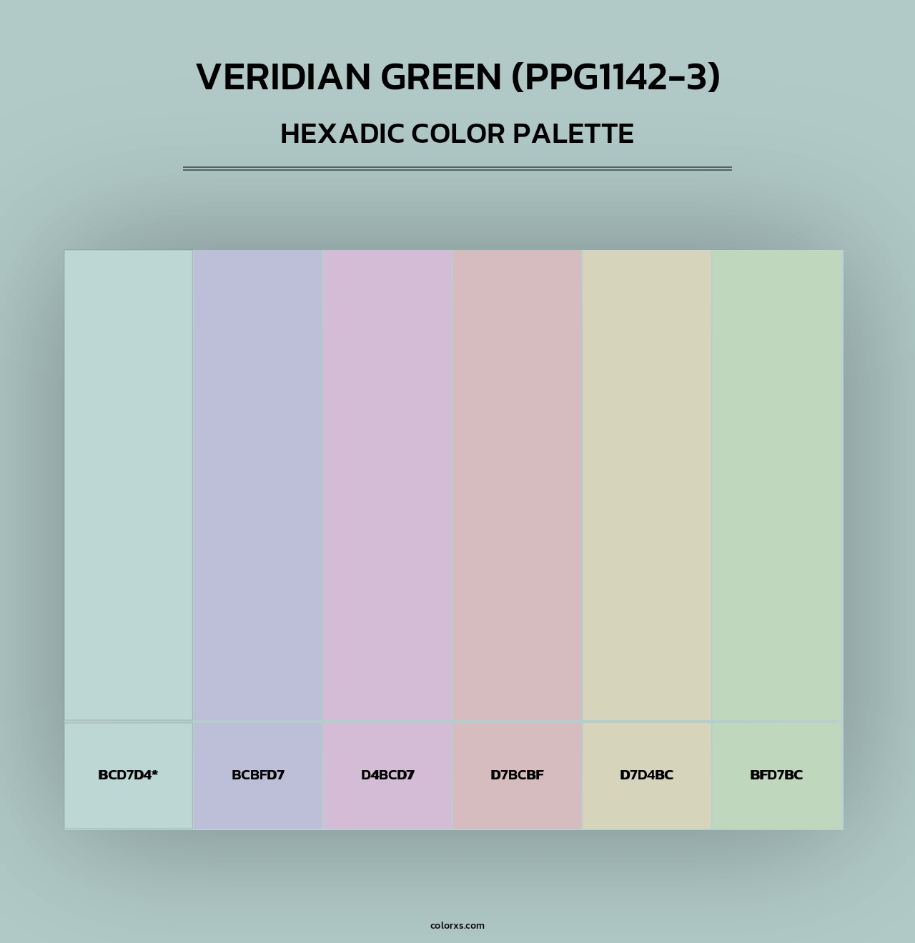Veridian Green (PPG1142-3) - Hexadic Color Palette