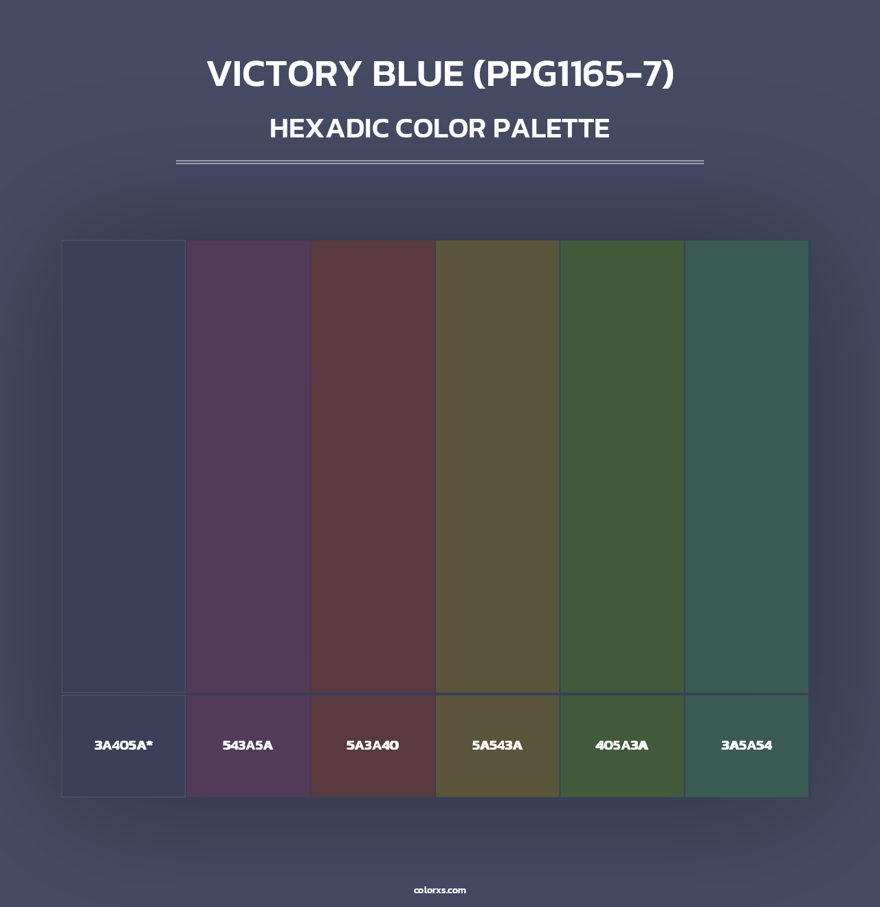 Victory Blue (PPG1165-7) - Hexadic Color Palette