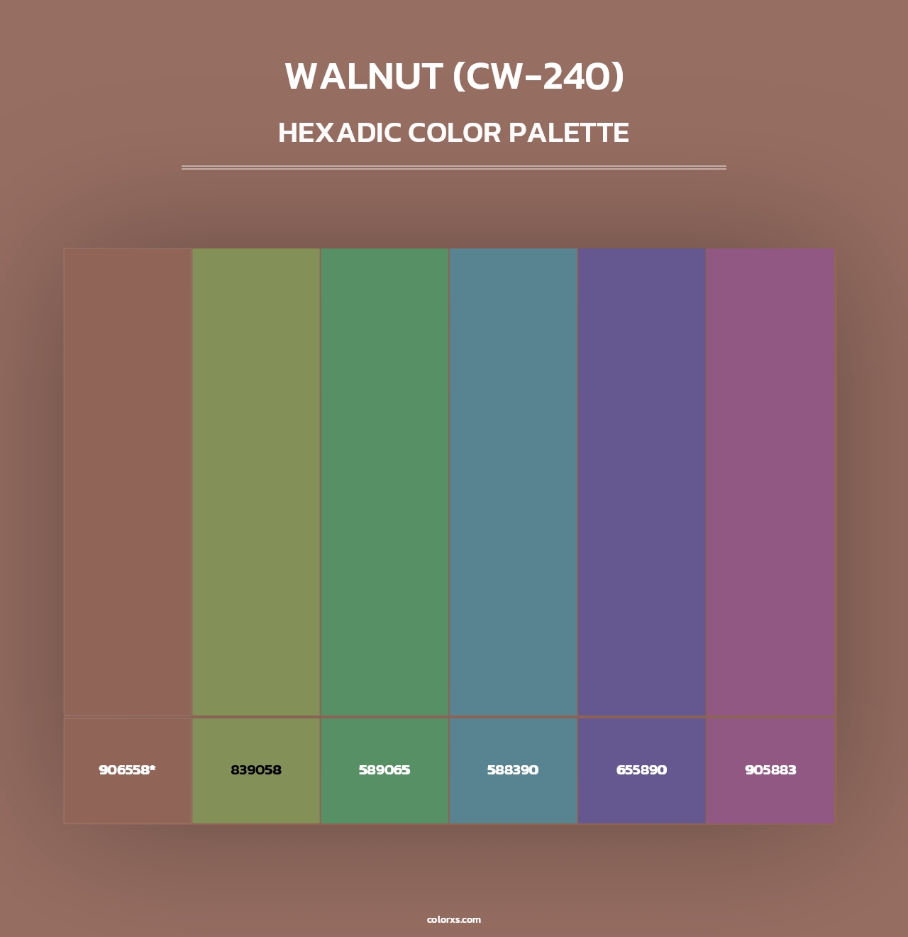 Walnut (CW-240) - Hexadic Color Palette