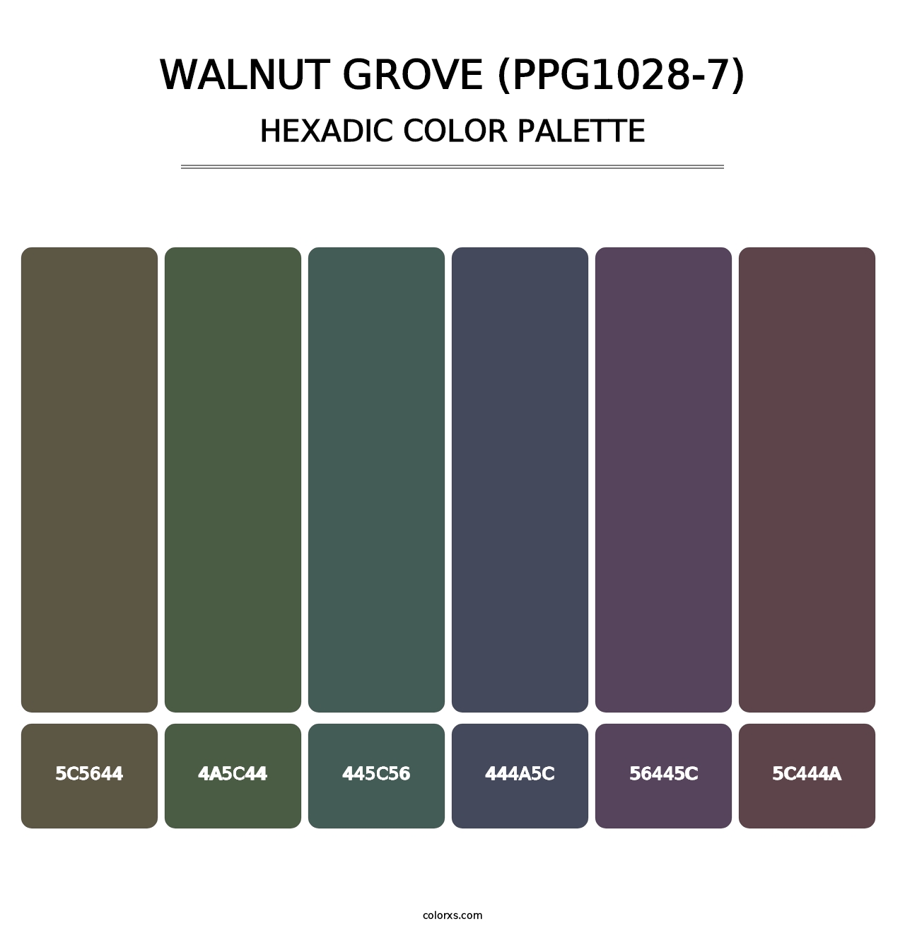 Walnut Grove (PPG1028-7) - Hexadic Color Palette