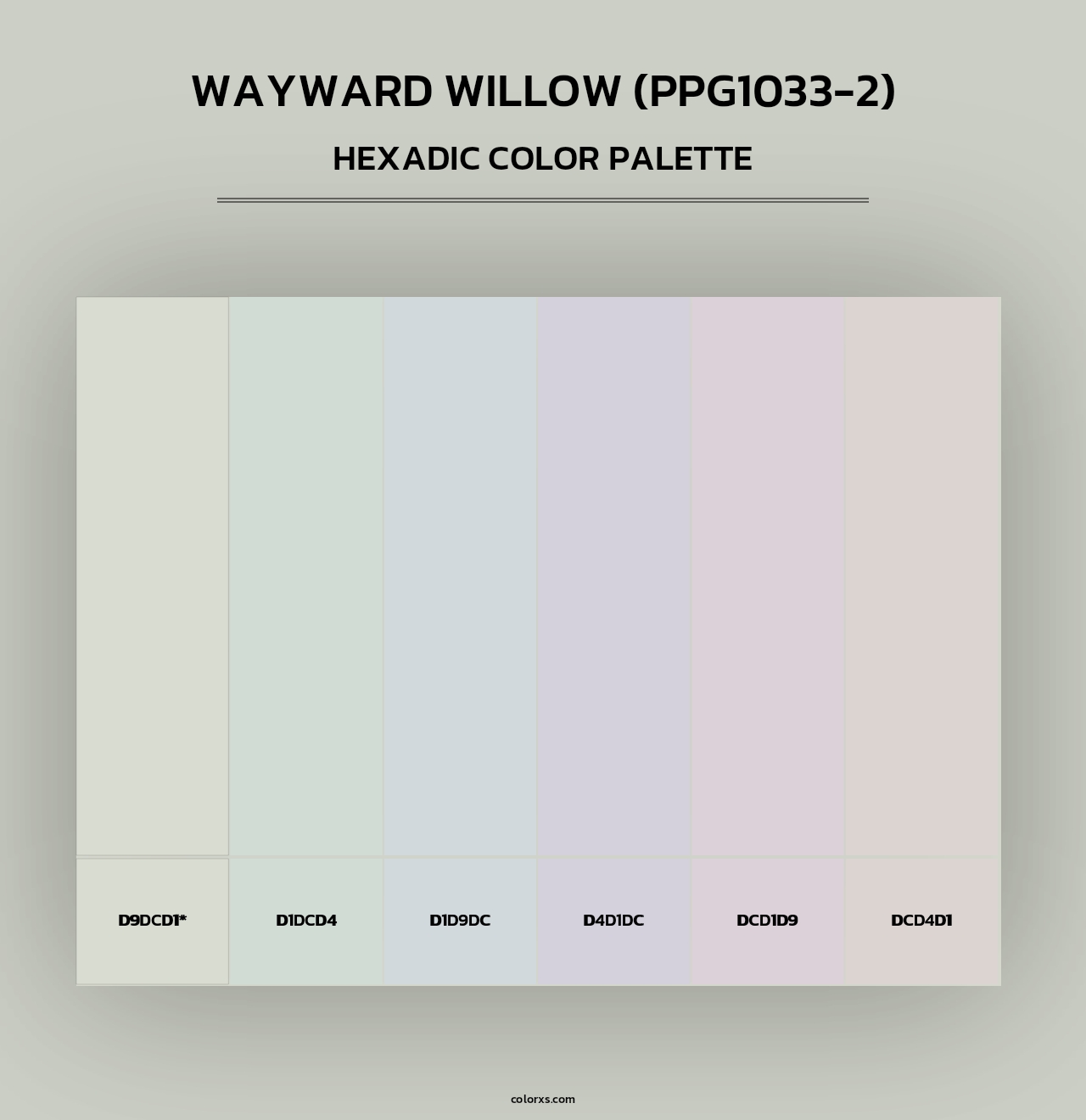 Wayward Willow (PPG1033-2) - Hexadic Color Palette