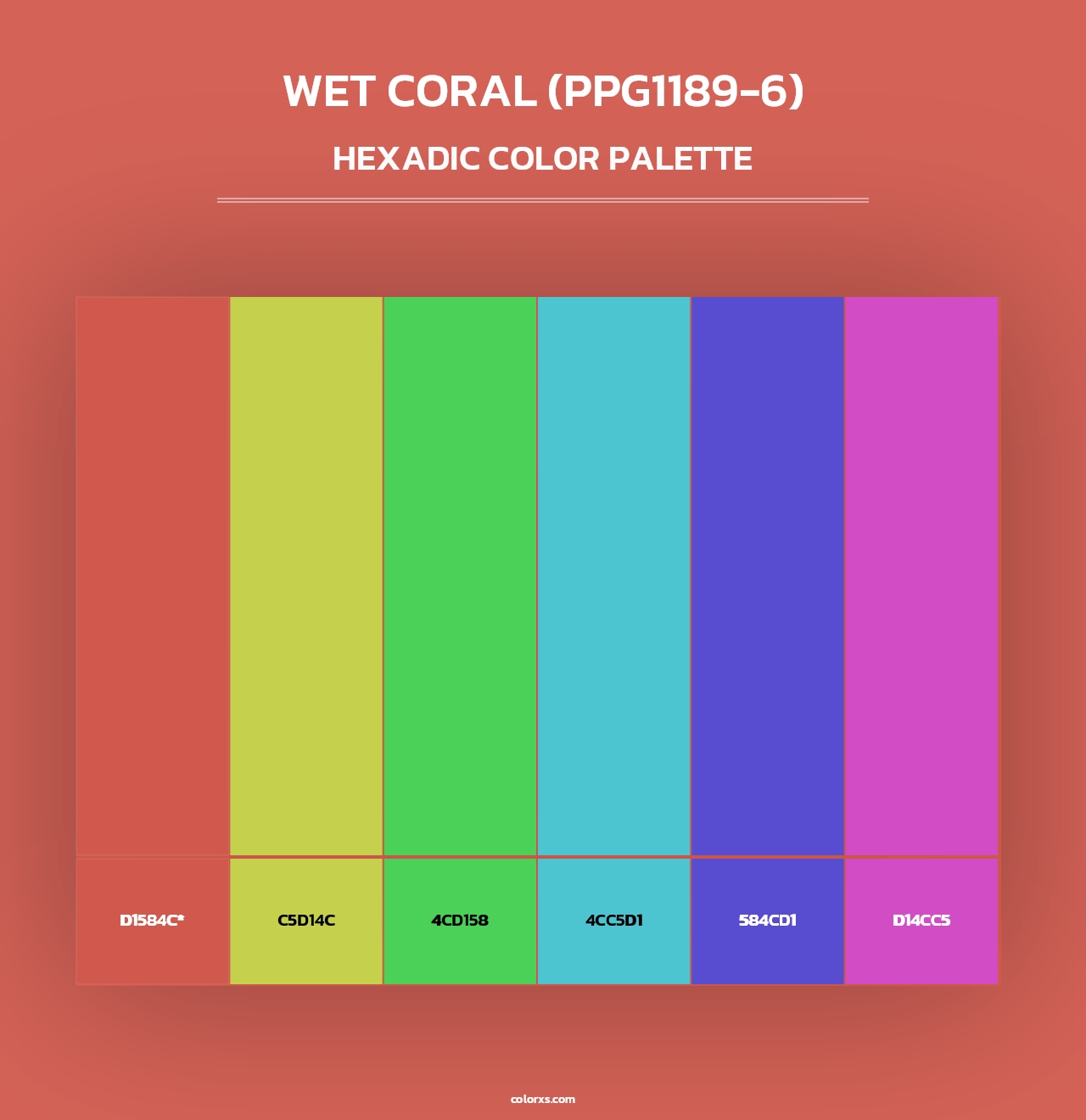 Wet Coral (PPG1189-6) - Hexadic Color Palette
