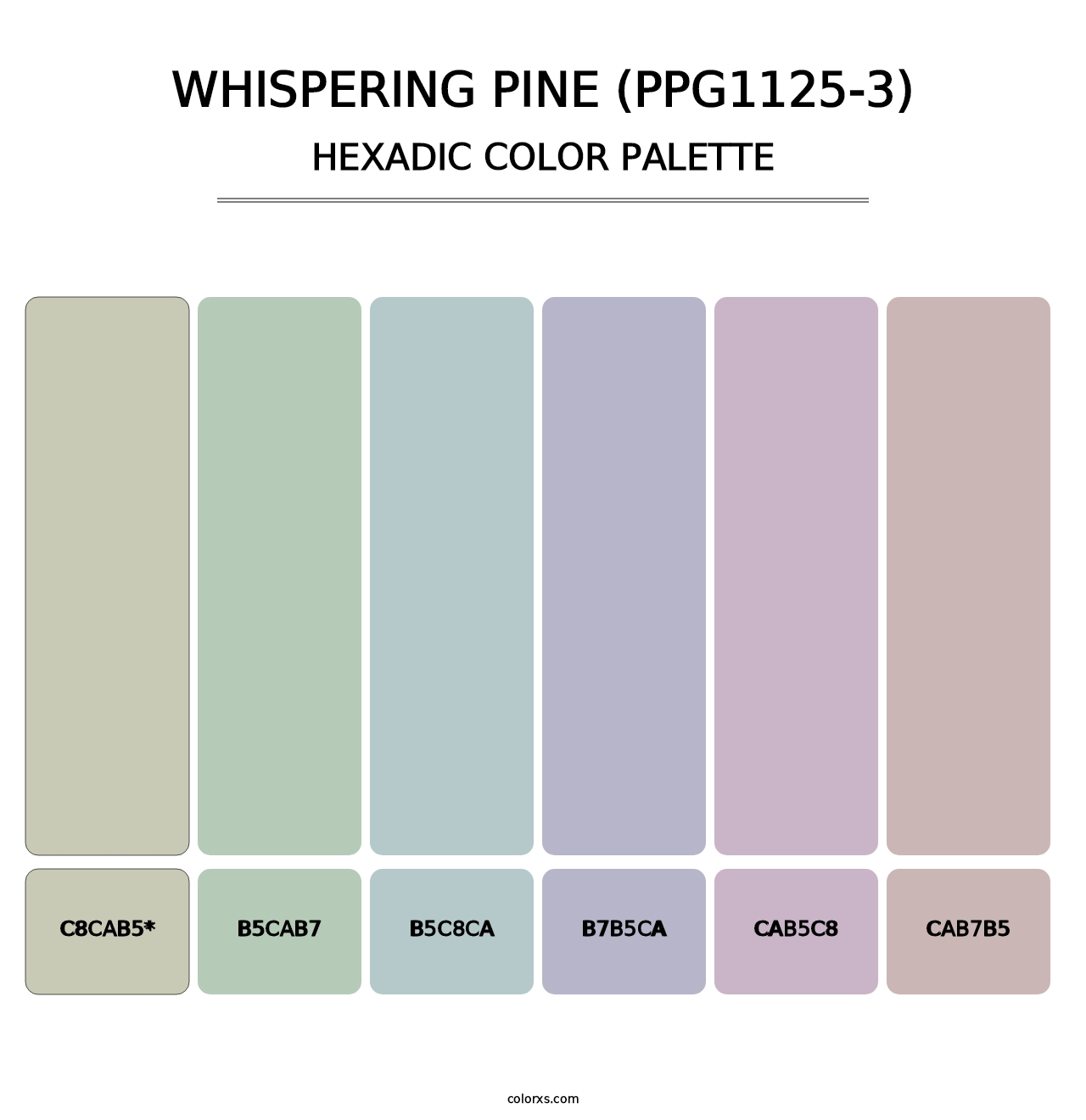 Whispering Pine (PPG1125-3) - Hexadic Color Palette