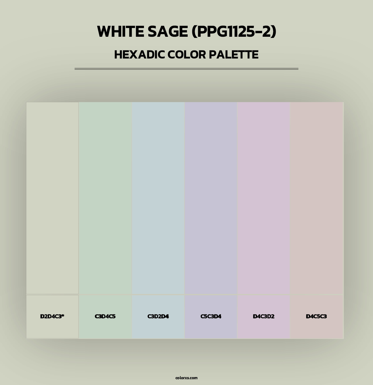 White Sage (PPG1125-2) - Hexadic Color Palette