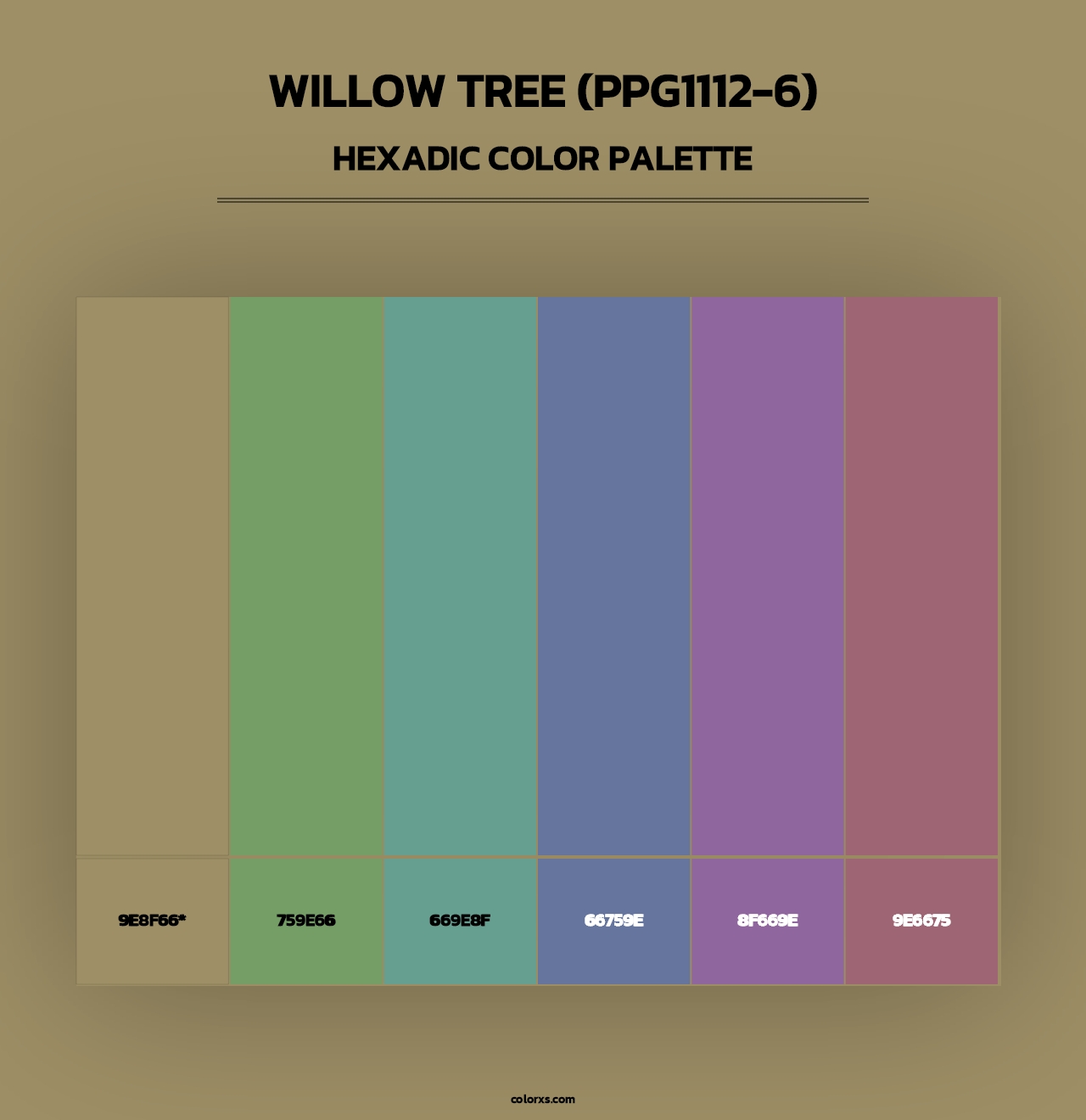 Willow Tree (PPG1112-6) - Hexadic Color Palette
