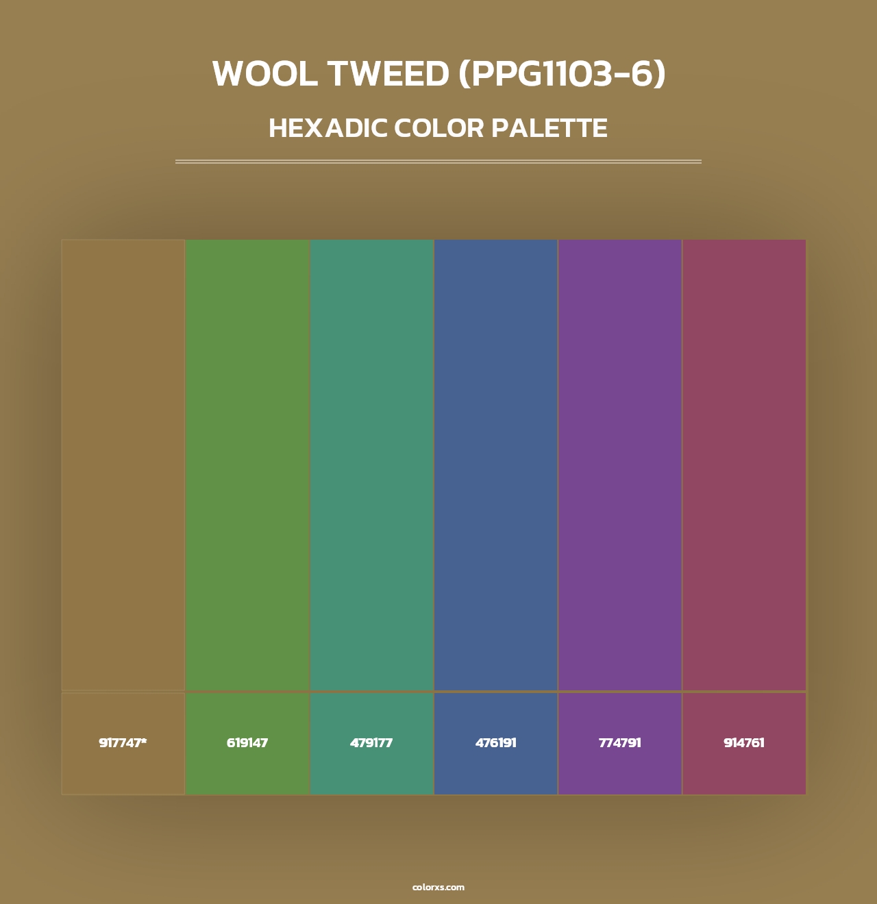 Wool Tweed (PPG1103-6) - Hexadic Color Palette