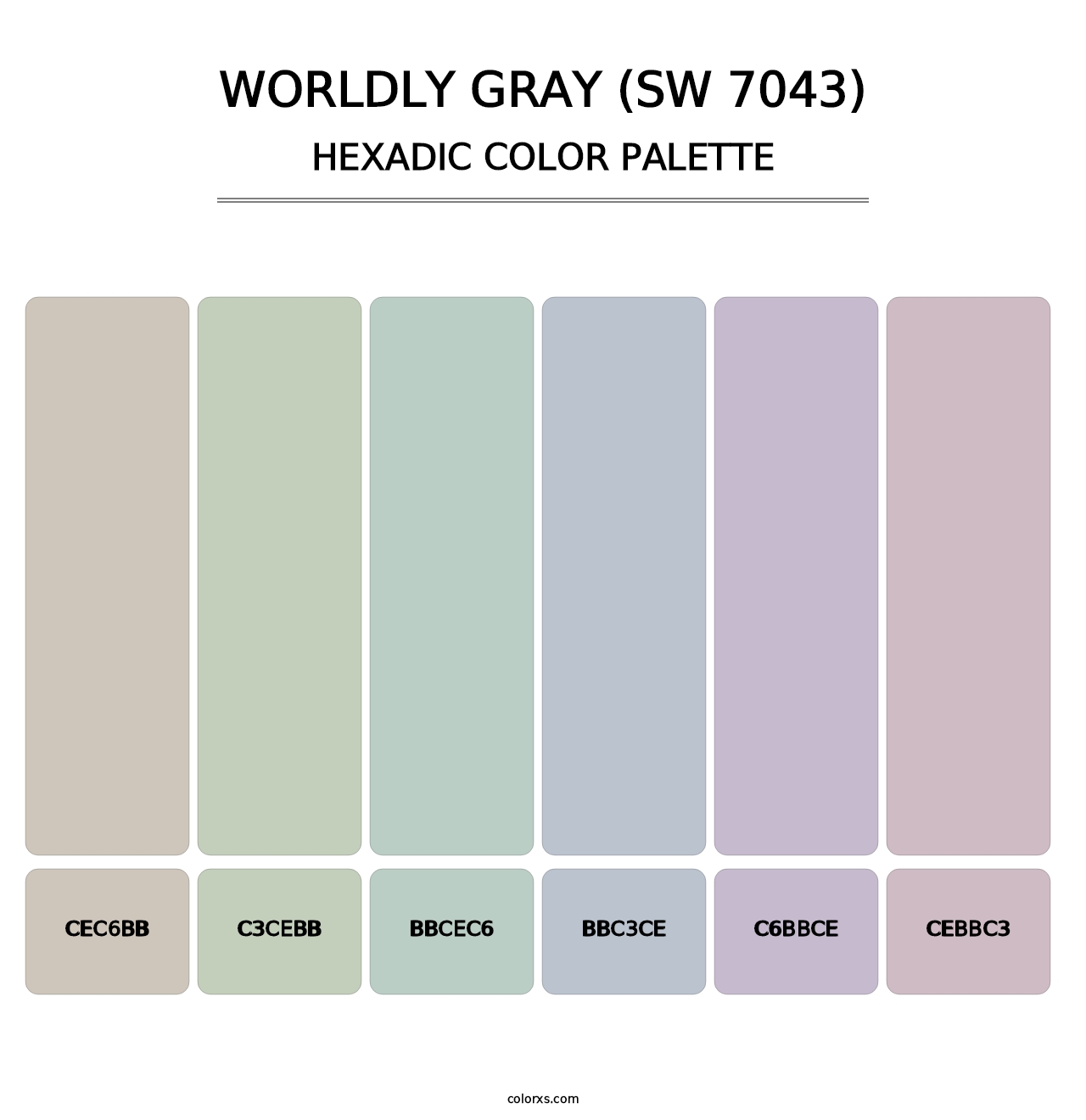 Worldly Gray (SW 7043) - Hexadic Color Palette