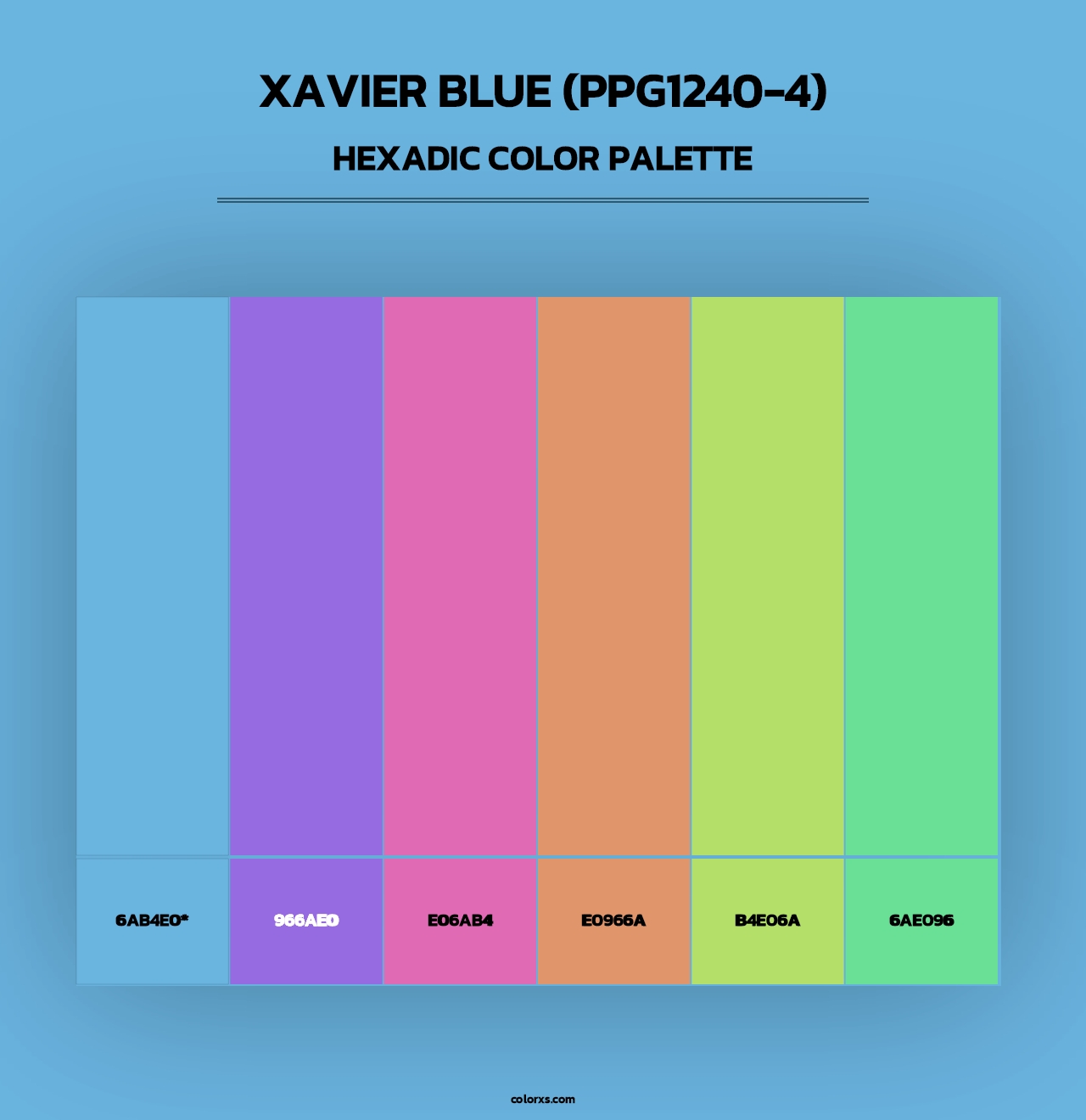 Xavier Blue (PPG1240-4) - Hexadic Color Palette