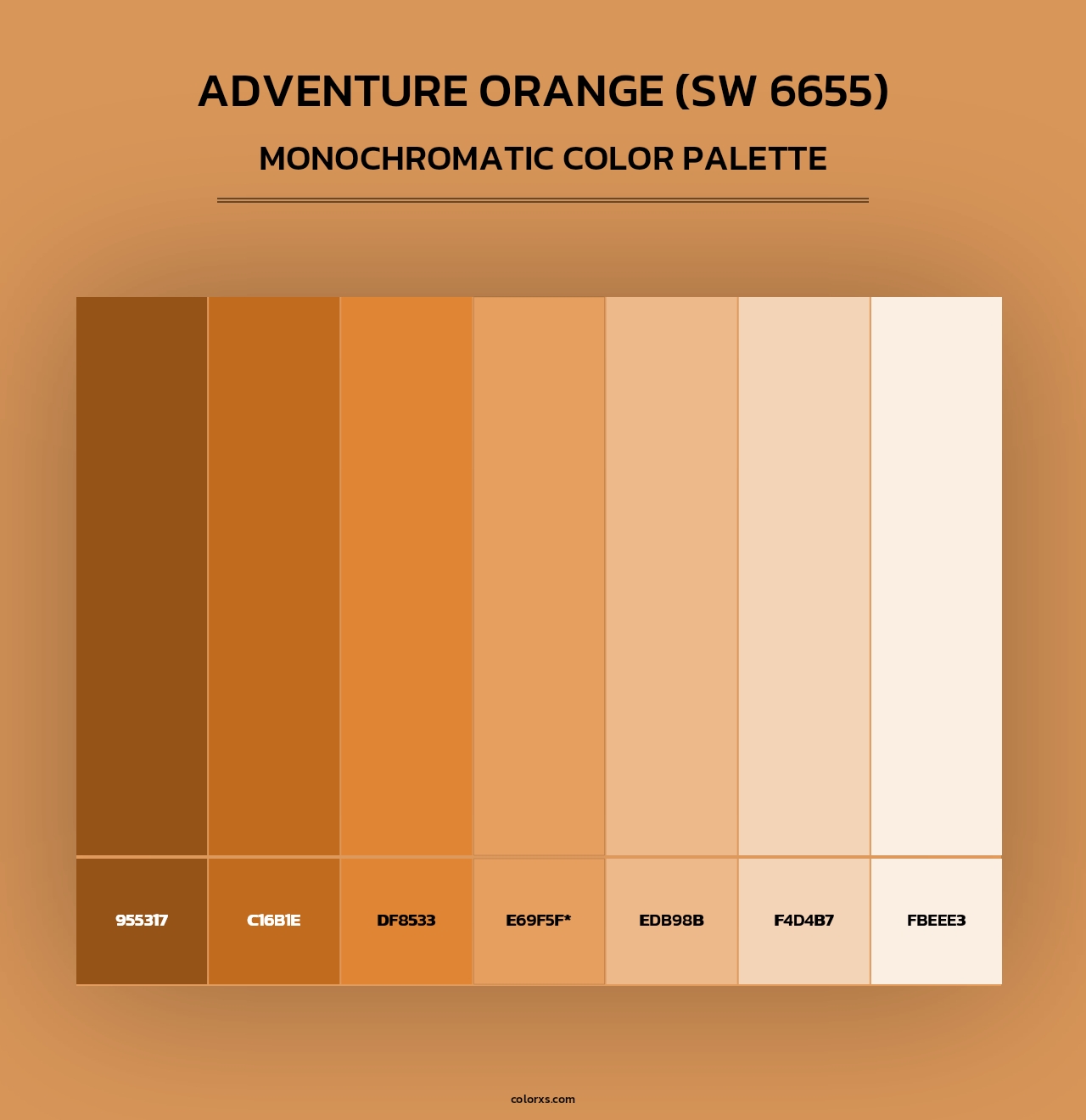 Adventure Orange (SW 6655) - Monochromatic Color Palette