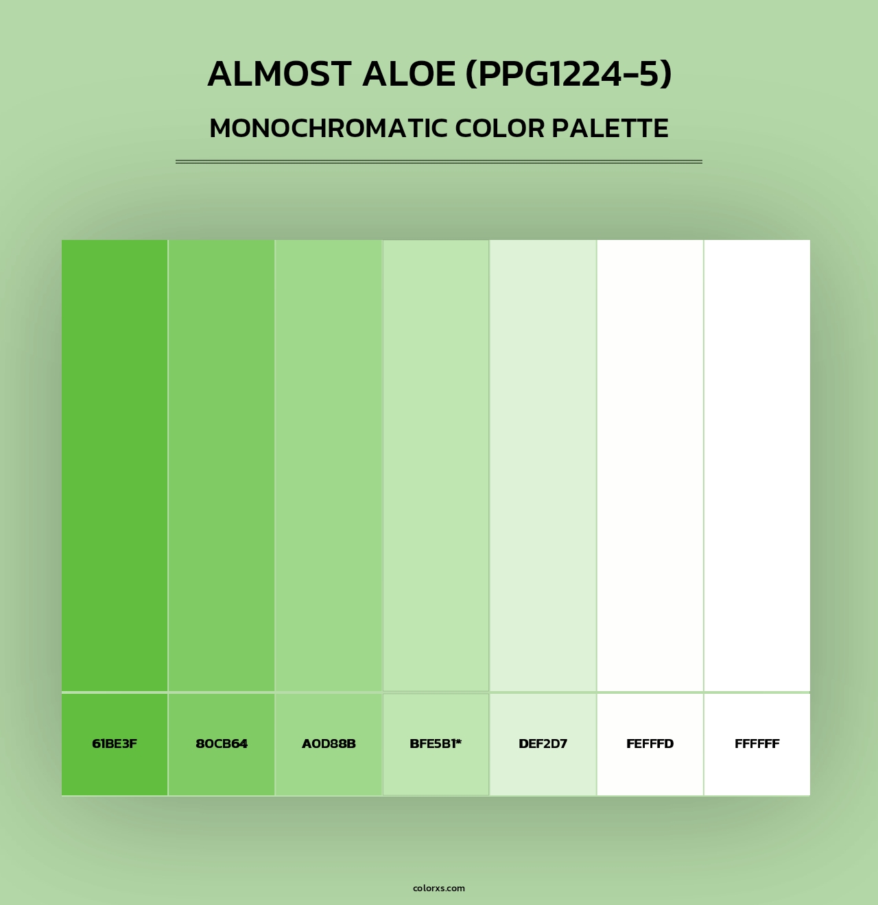 Almost Aloe (PPG1224-5) - Monochromatic Color Palette