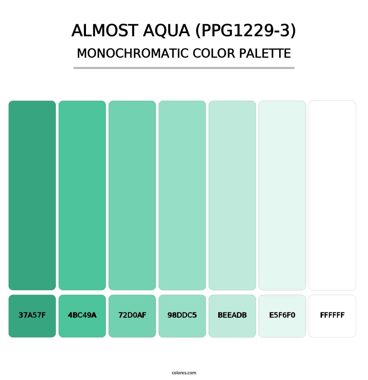 Almost Aqua (PPG1229-3) - Monochromatic Color Palette